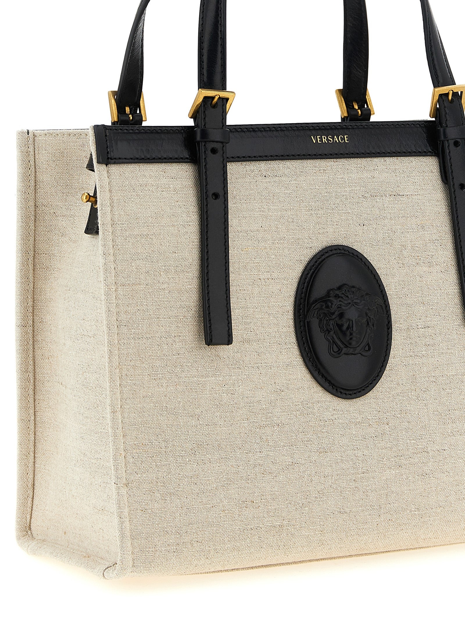 Beige Leather Tote Bag