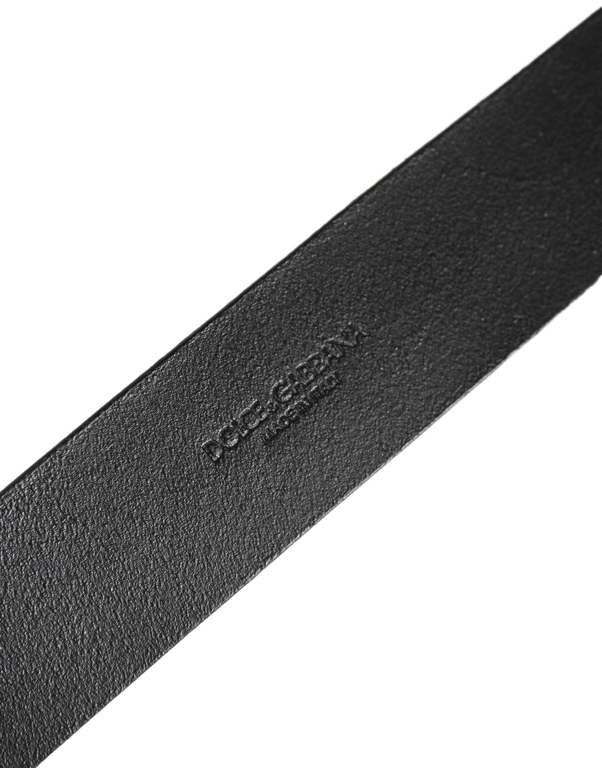 Black Leather Brushed Metal Buckle Men Belt