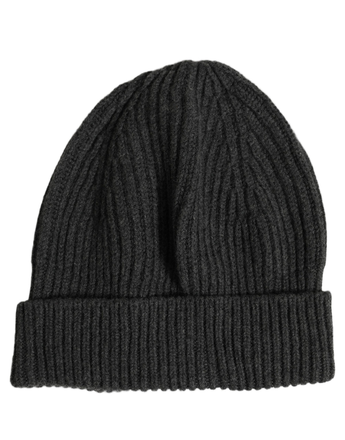 Men Charcoal Grey Ribbed Wool Knit Beanie One Size Hat