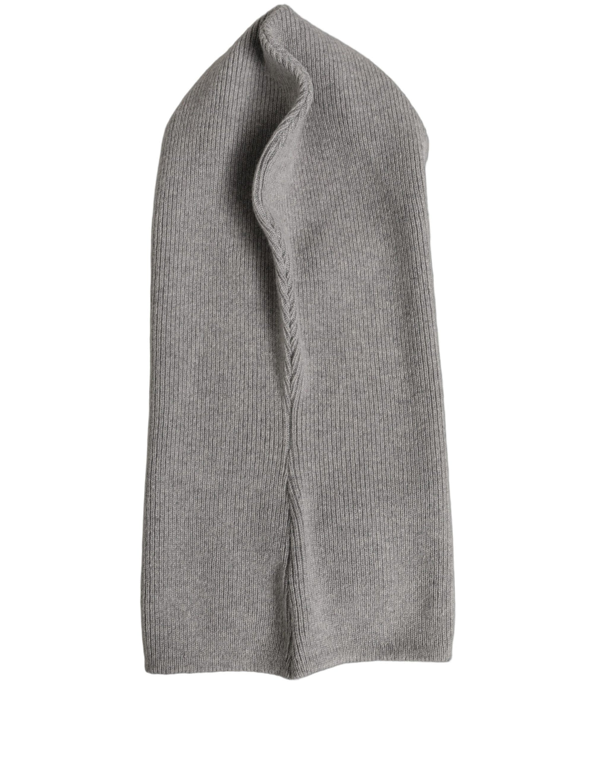 Men Grey Wool Ribbed Knit Balaclava Wrap One Size Hat
