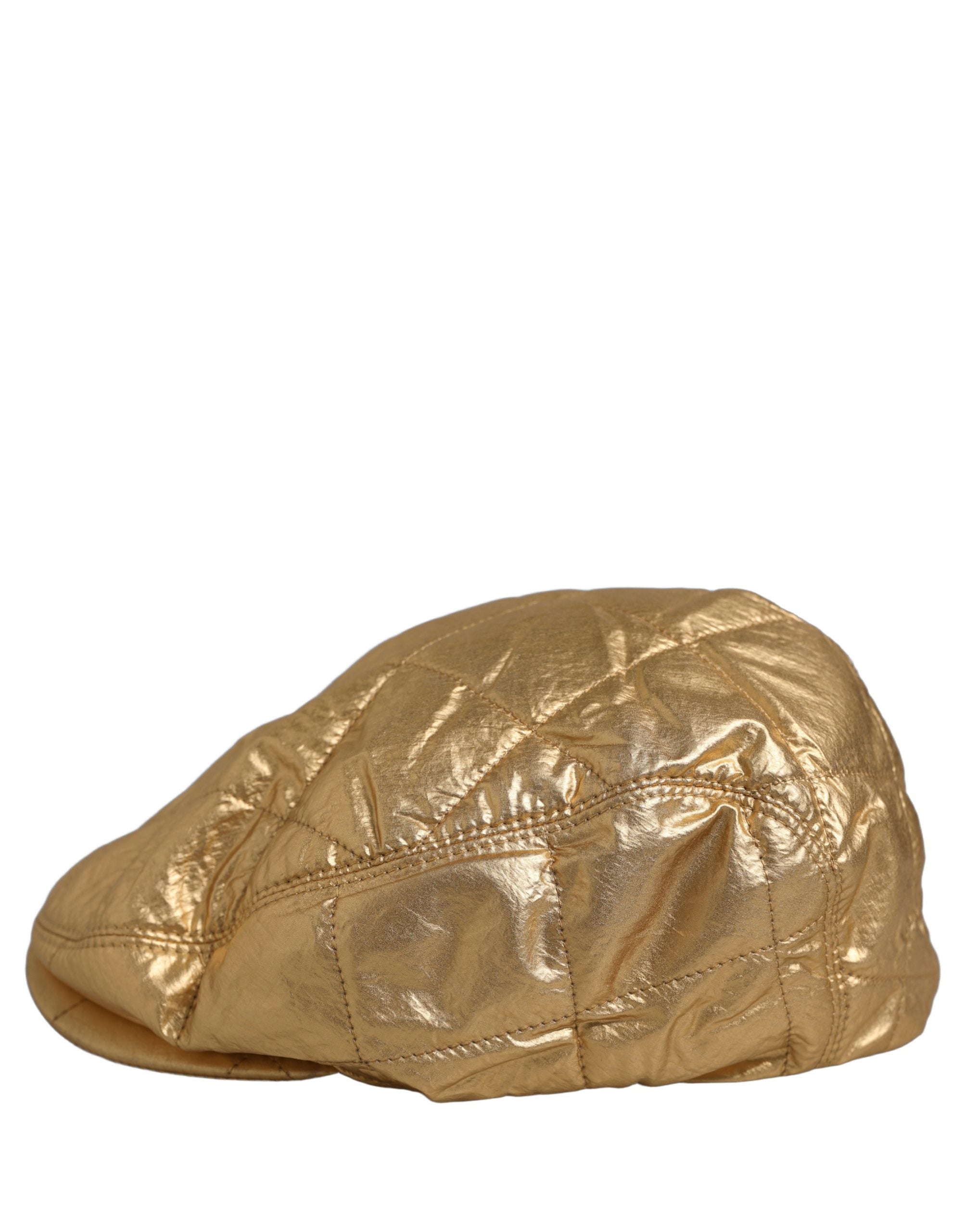 Men Gold Wide Quilted Newsboy Capello Hat