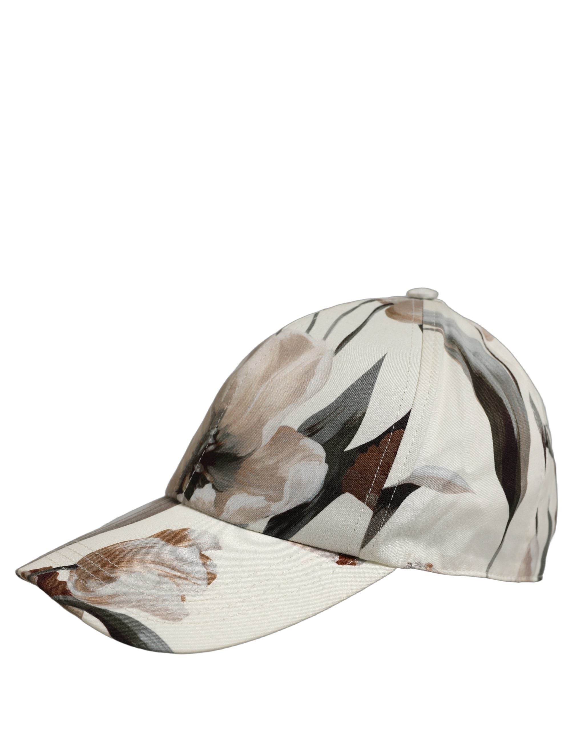 Men Beige Floral Cotton Baseball Capello Hat