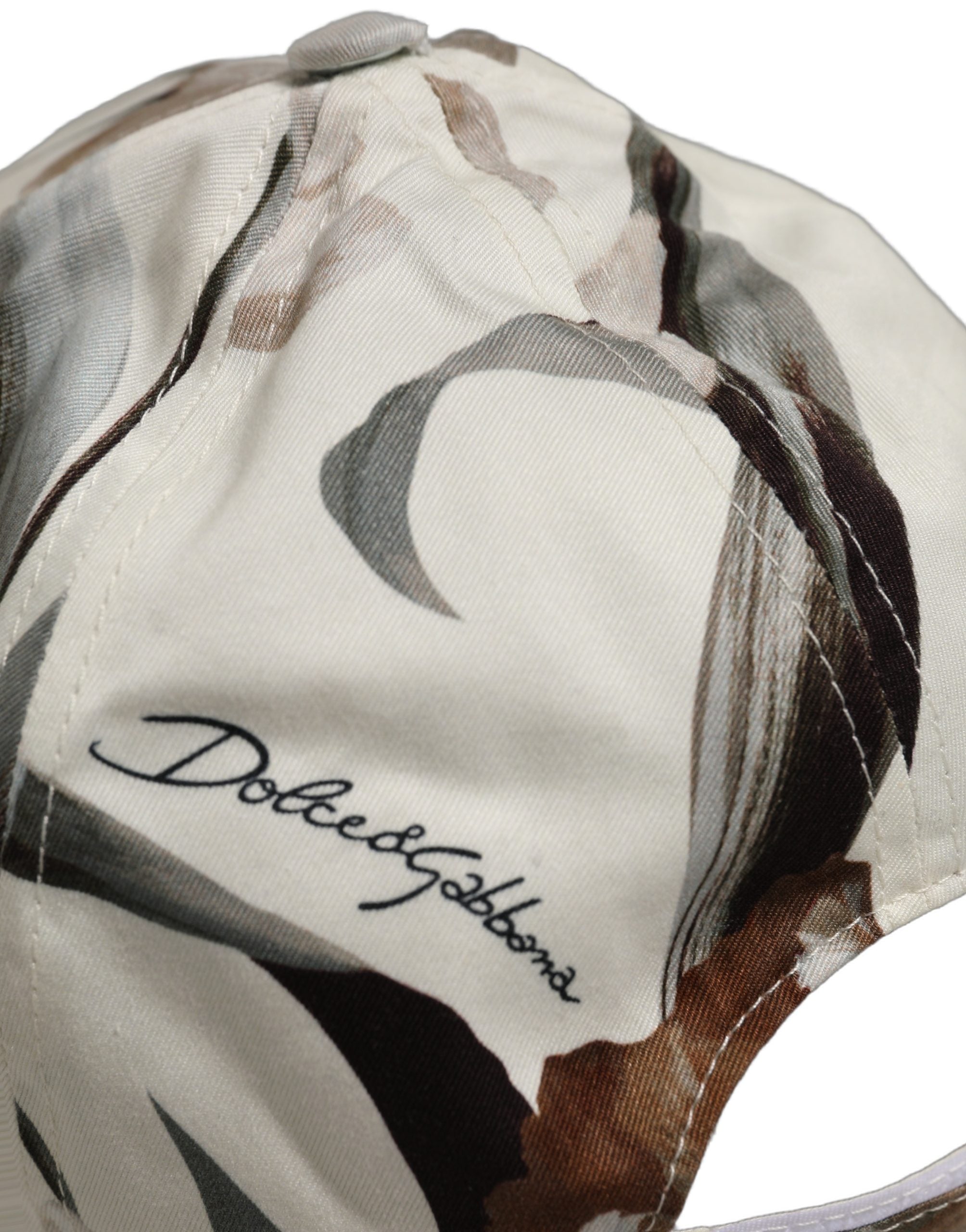 Men Beige Floral Cotton Baseball Capello Hat