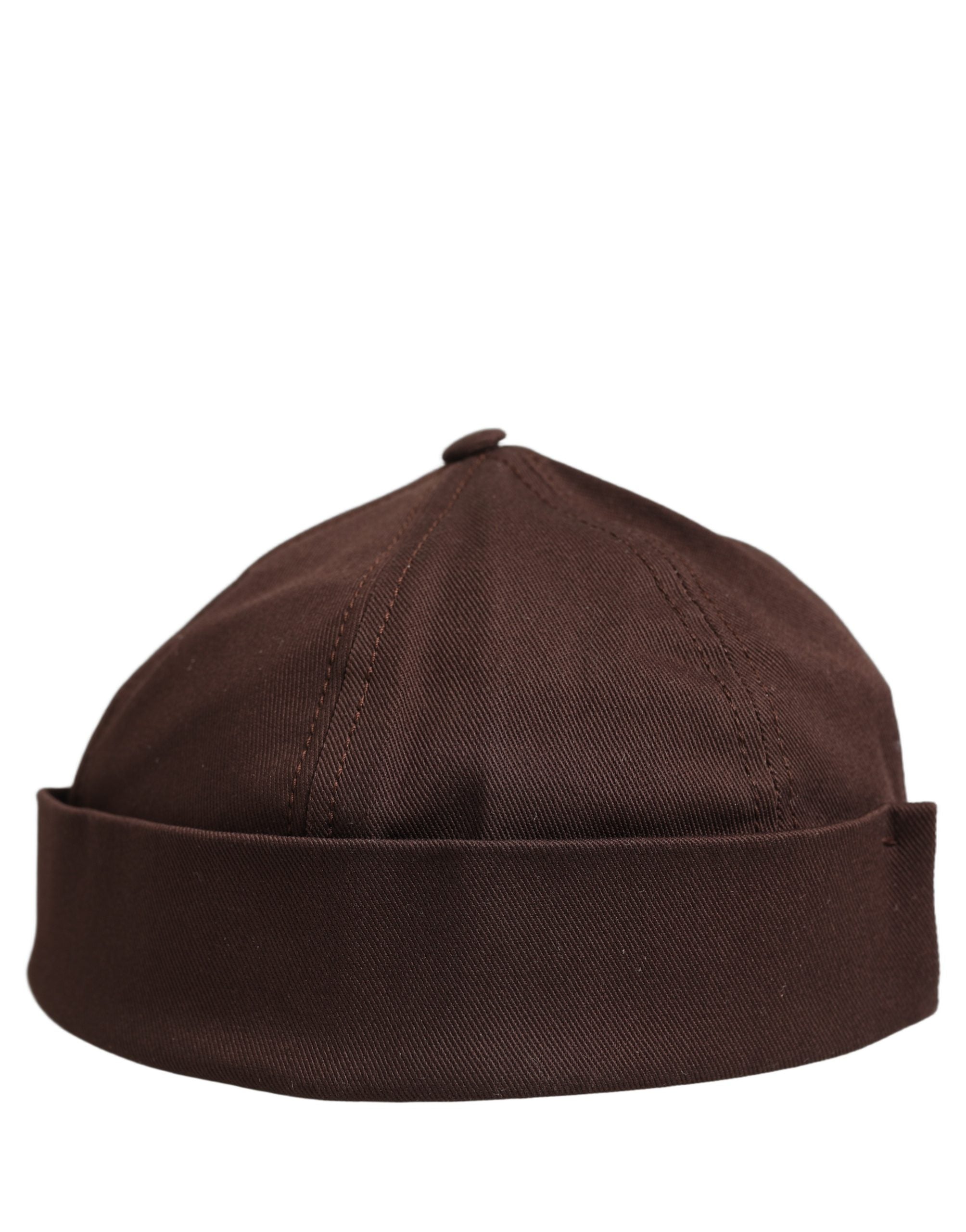 Men Brown Cotton Docker Capello Brimless Hat