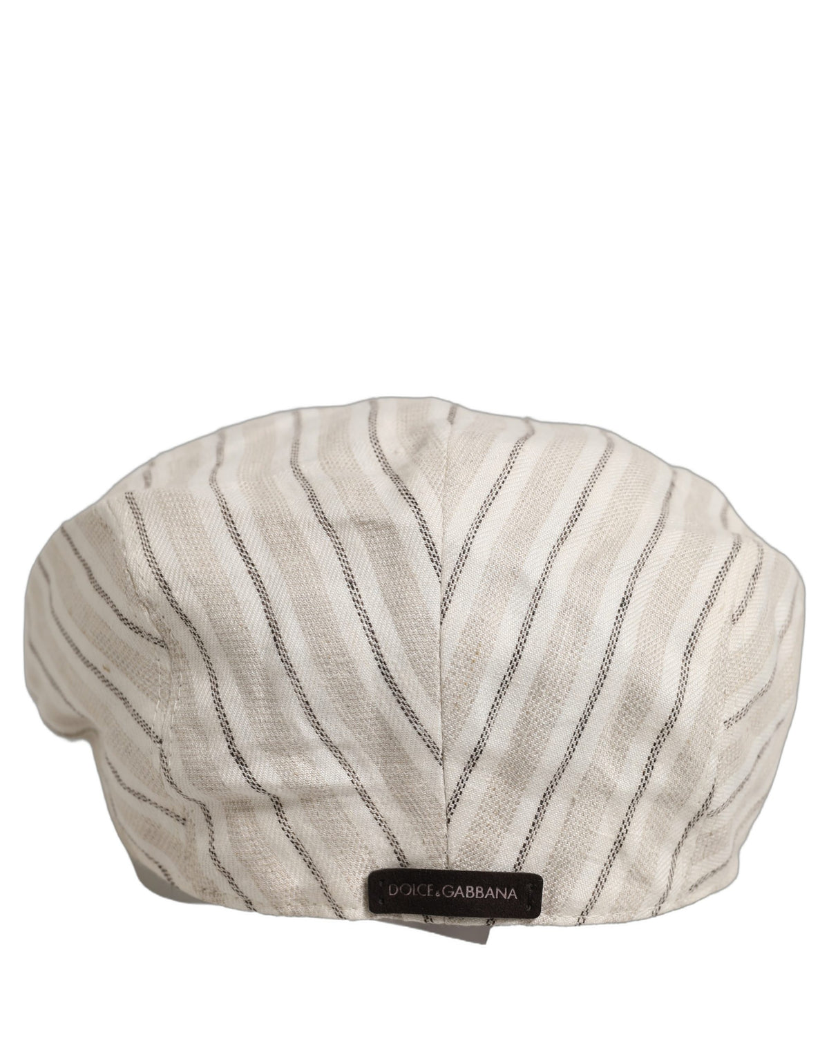 Men Off White Striped Linen Newsboy Capello Hat