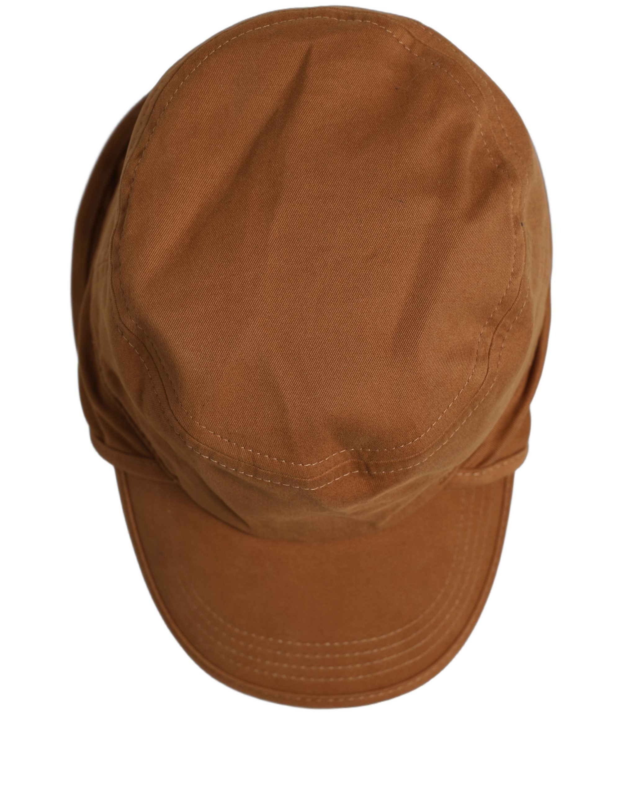 Men Brown Cotton Double Brim Baseball Cap Hat