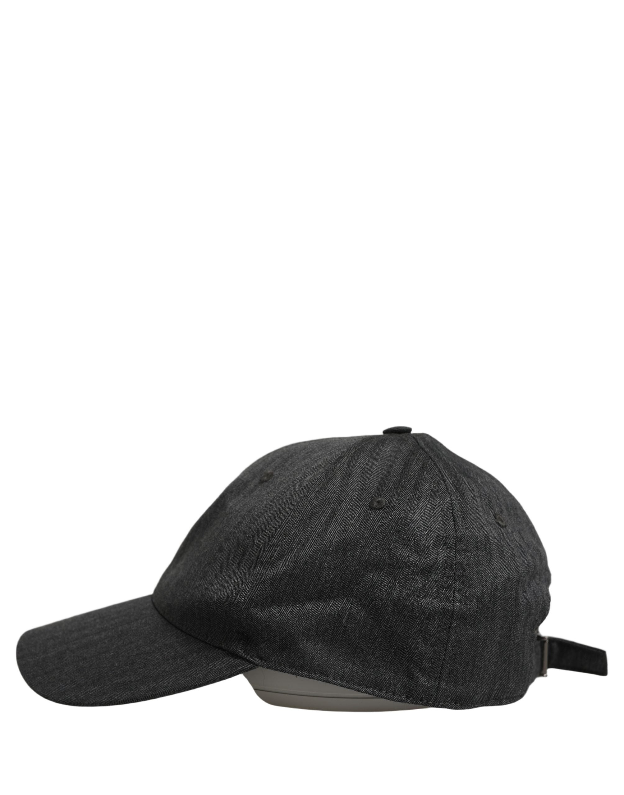 Men Dark Gray Herringbone Baseball Cap Hat