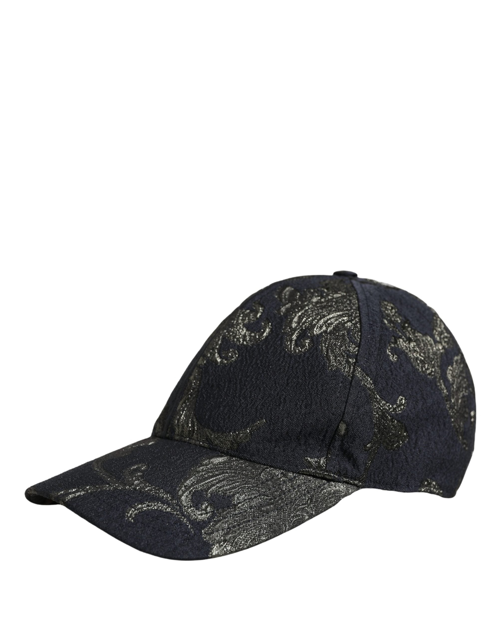 Men Black Floral Barocco Cotton Baseball Cap Hat