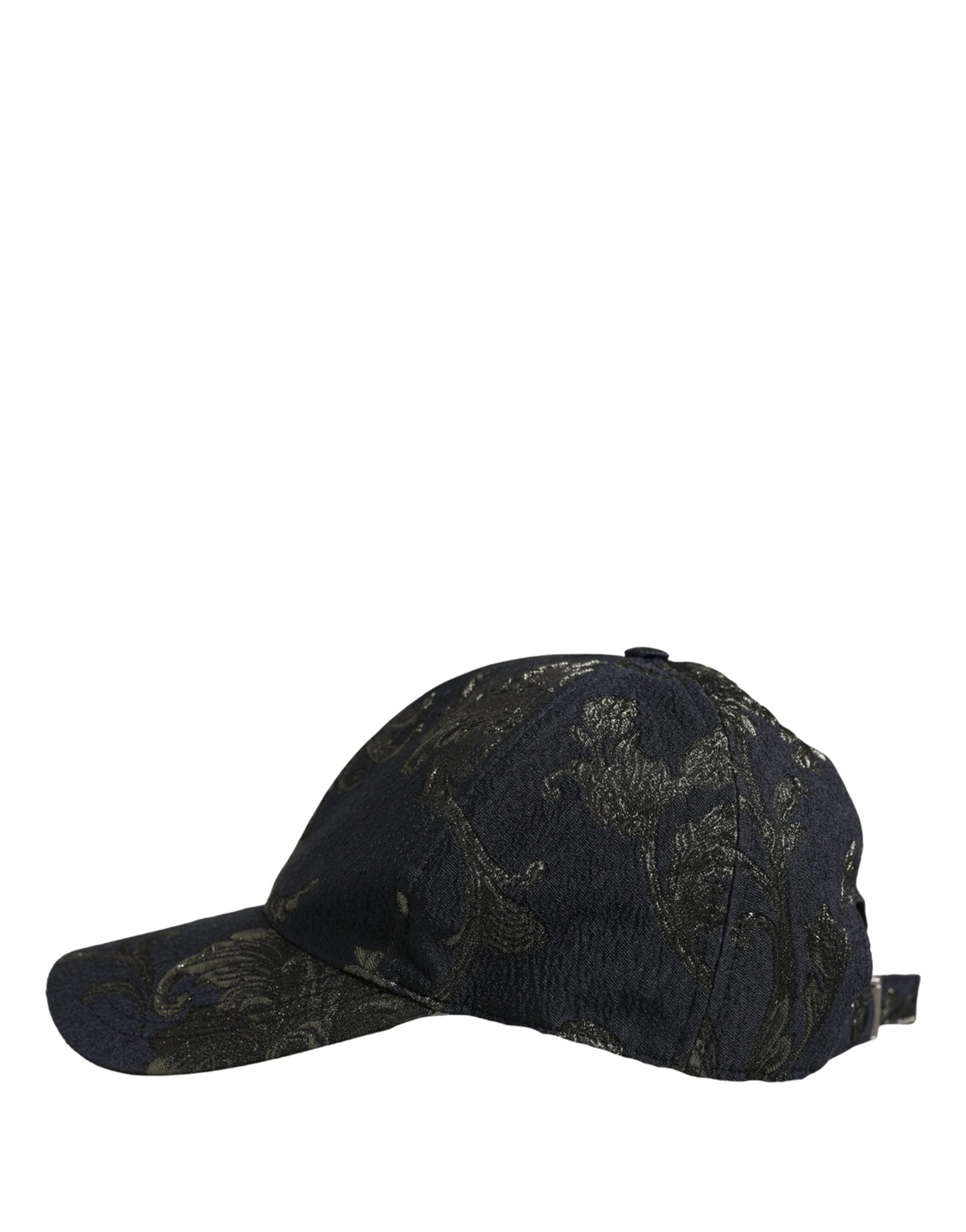 Men Black Floral Barocco Cotton Baseball Cap Hat