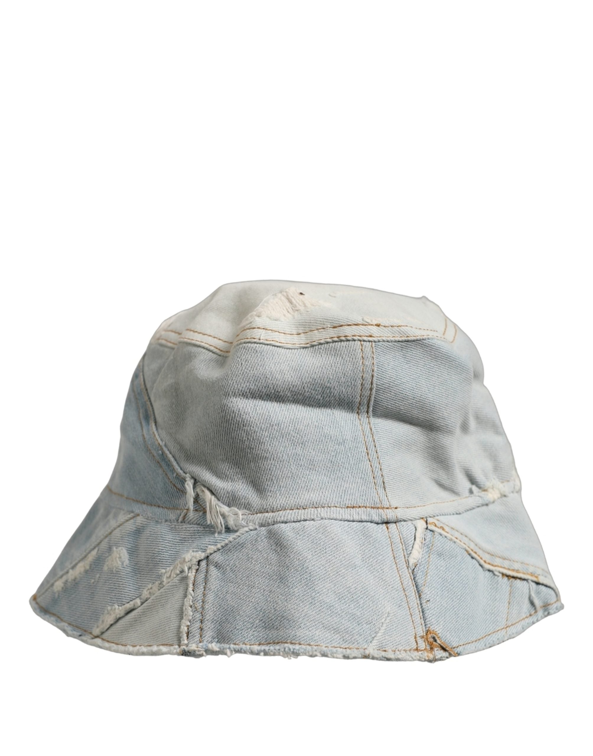 Men Blue Patchwork Cotton Denim Bucket Cap Hat