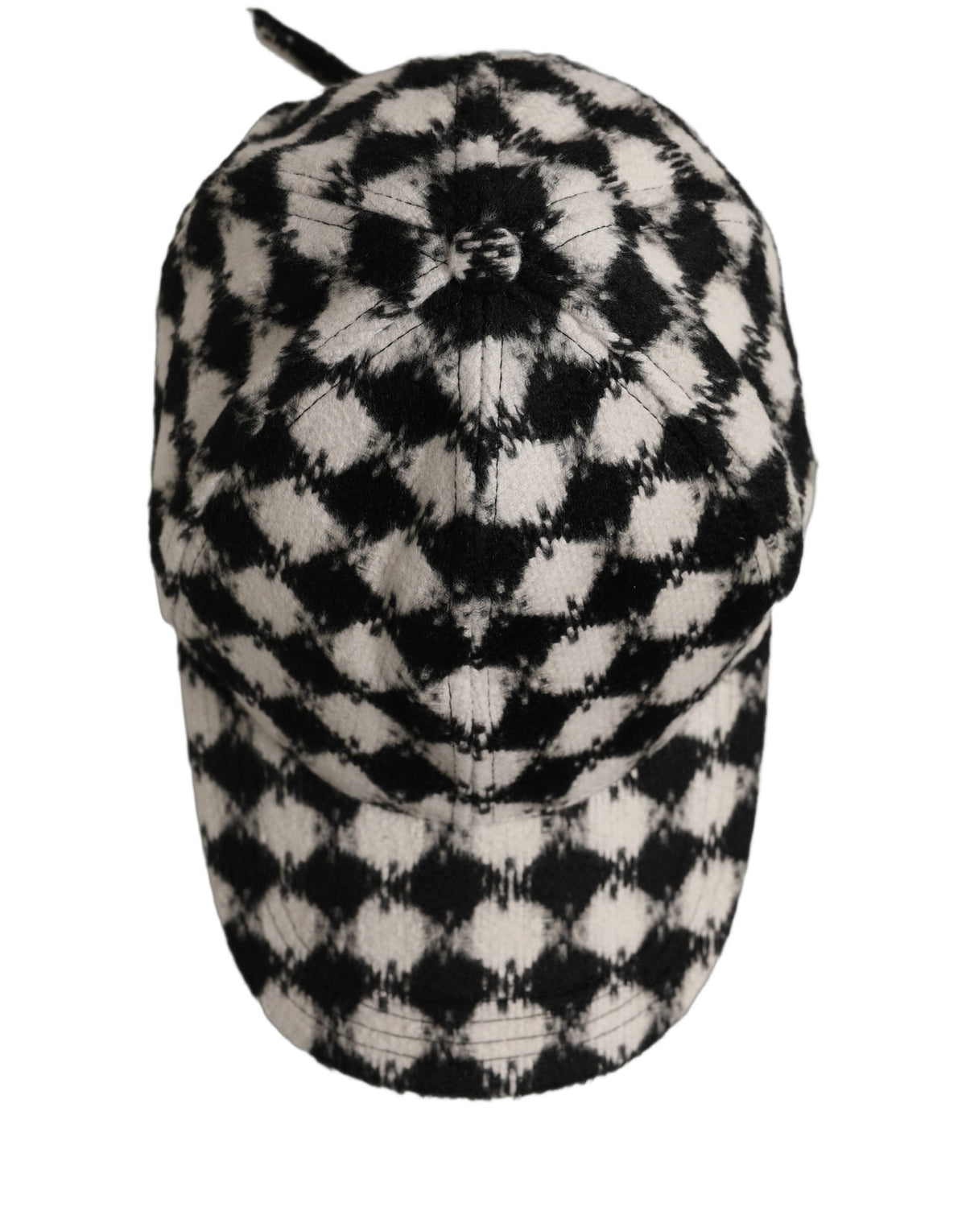 Men Black White Diamond Wool Baseball Cap Hat