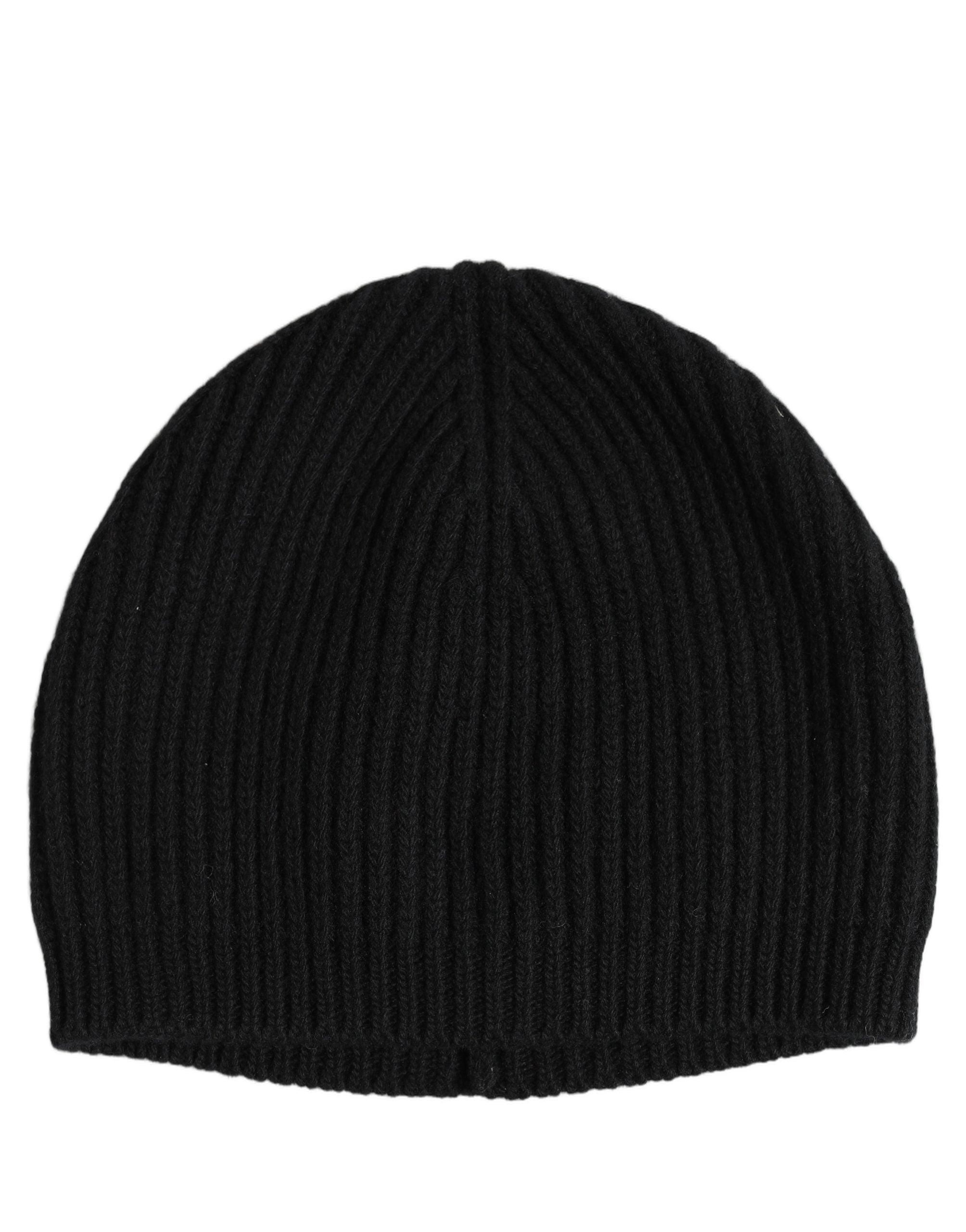 Men Black Wool Knitted Winter Beanie Capello One Size Hat