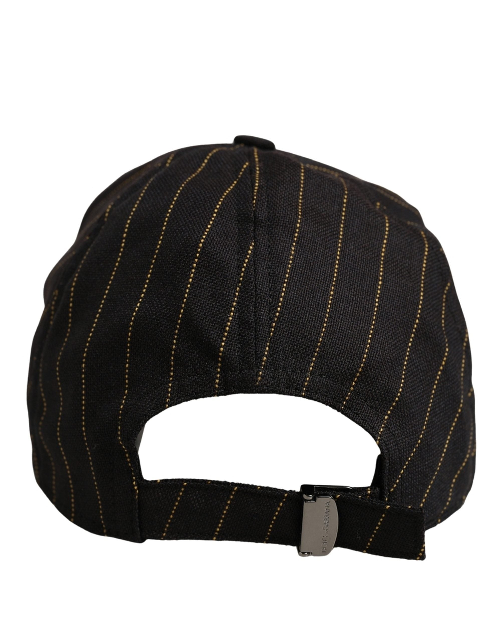 Black Gold Pinstriped Cotton Baseball Cap Hat