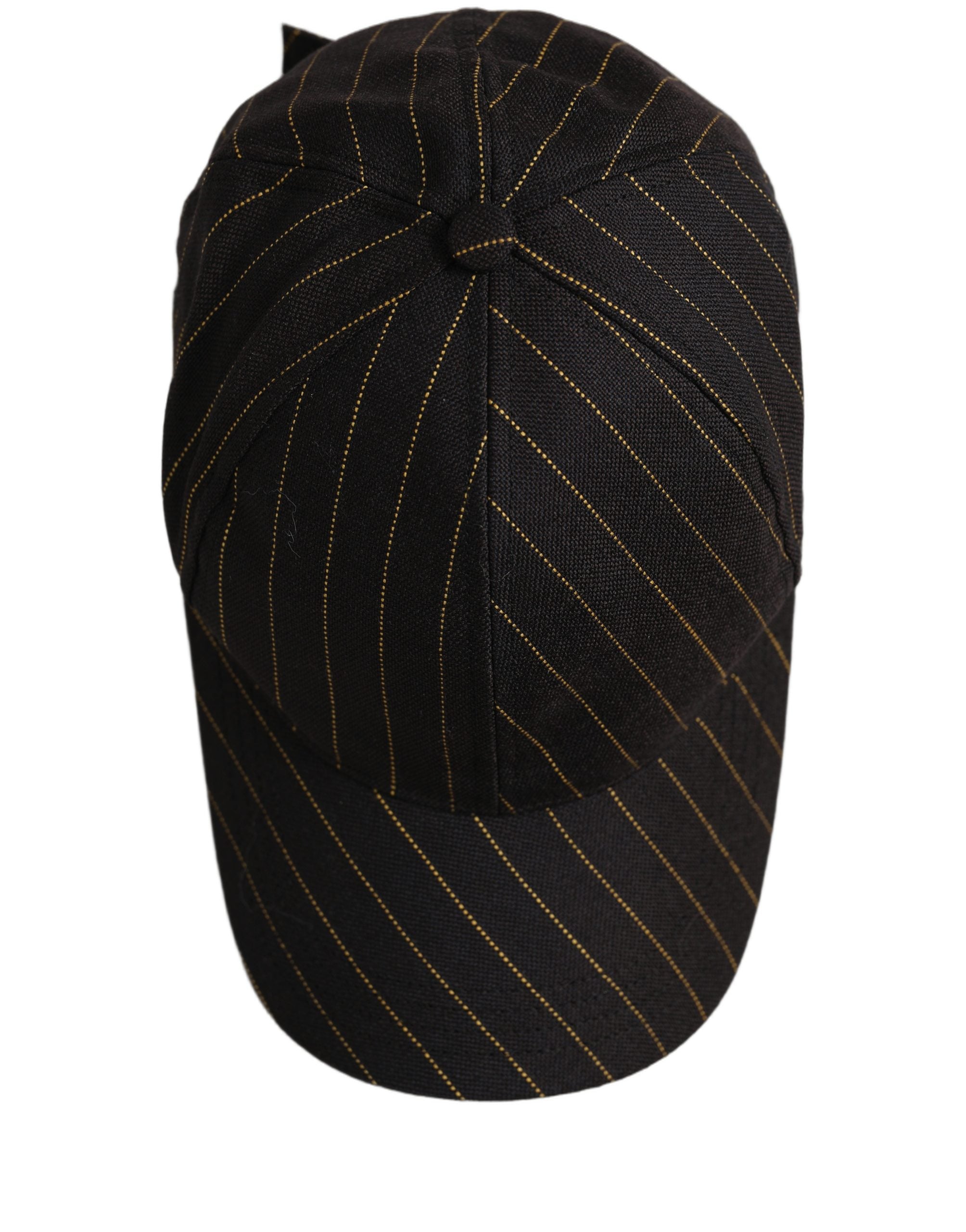 Black Gold Pinstriped Cotton Baseball Cap Hat