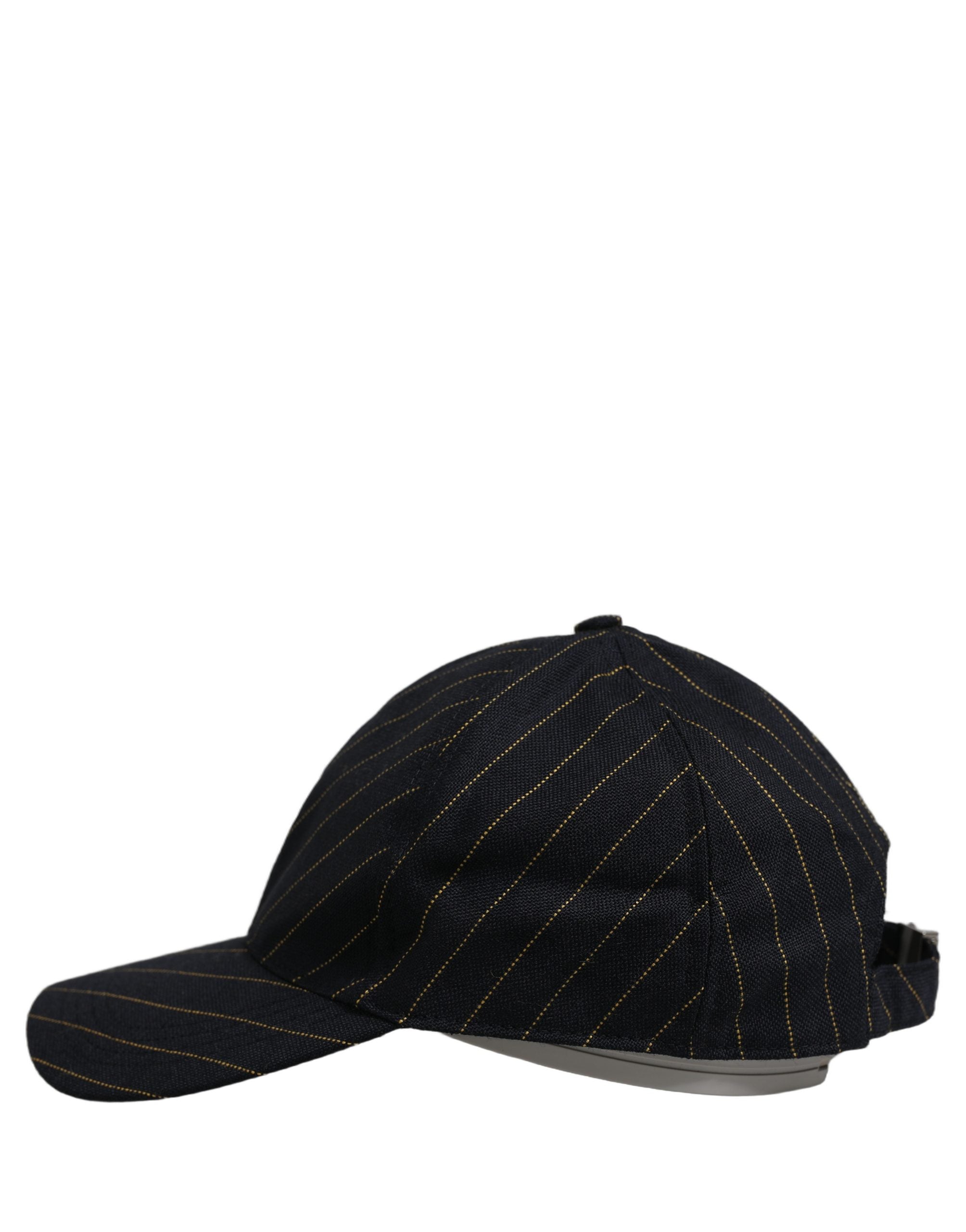 Black Gold Pinstriped Cotton Baseball Cap Hat