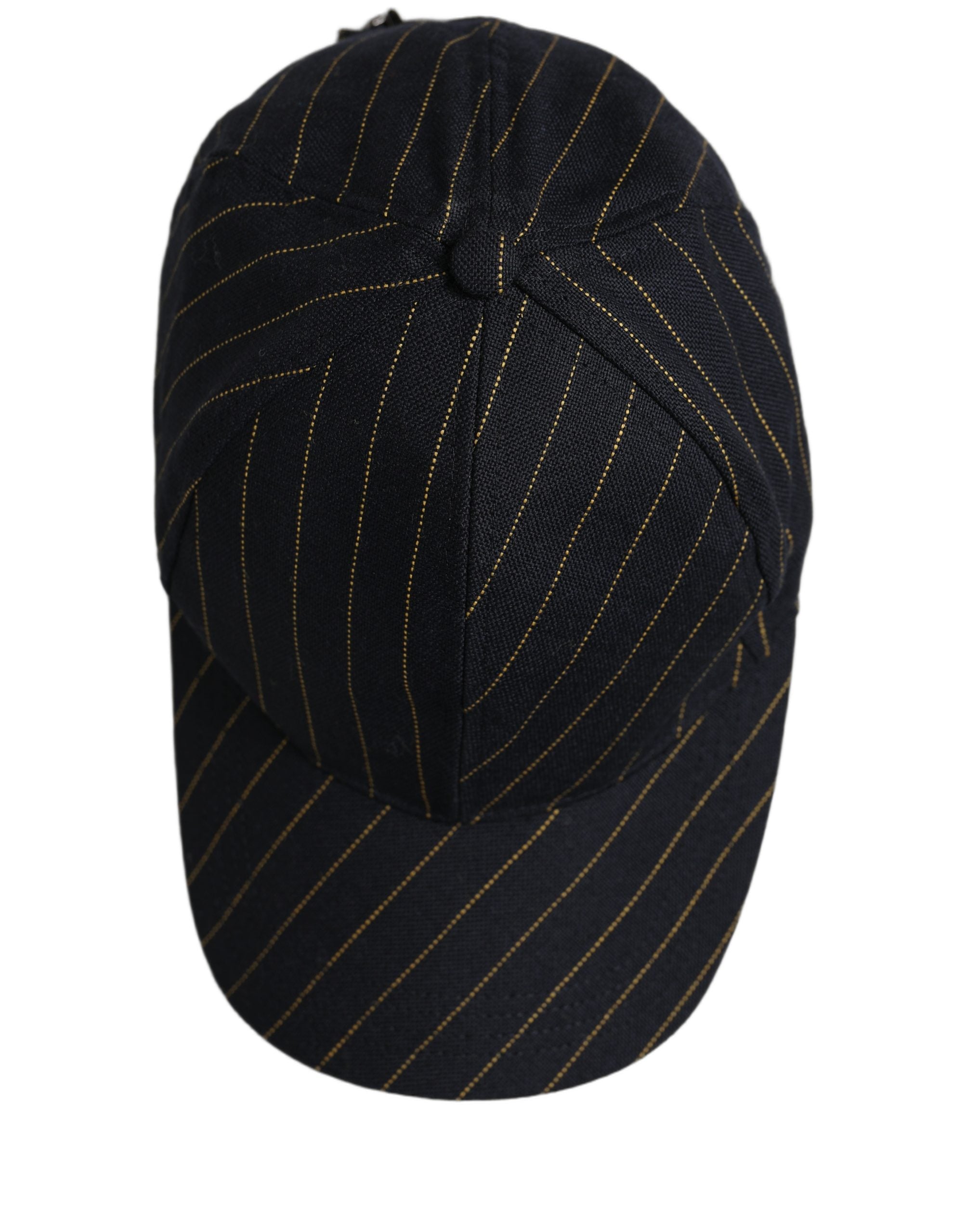 Black Gold Pinstriped Cotton Baseball Cap Hat