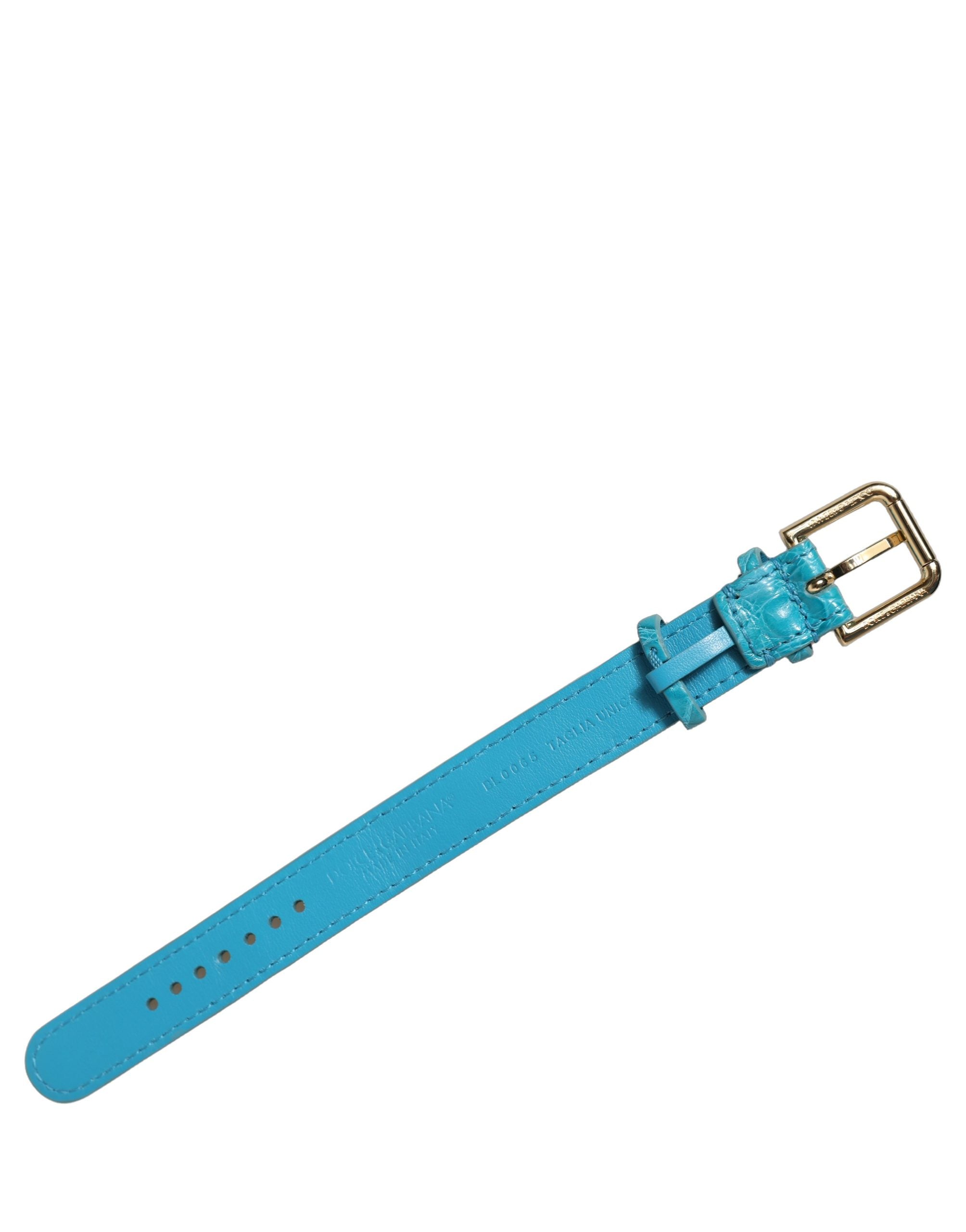 Turquoise Texture Leather Gold Buckle Belt Strap Bracelet