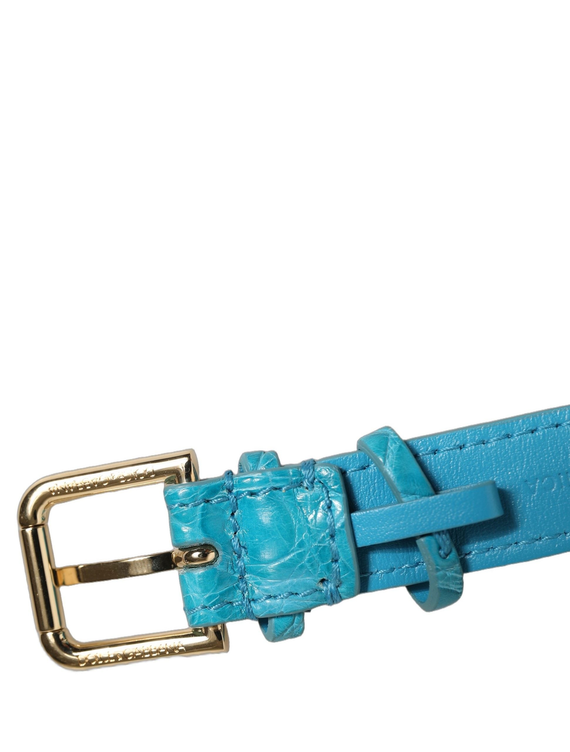 Turquoise Texture Leather Gold Buckle Belt Strap Bracelet