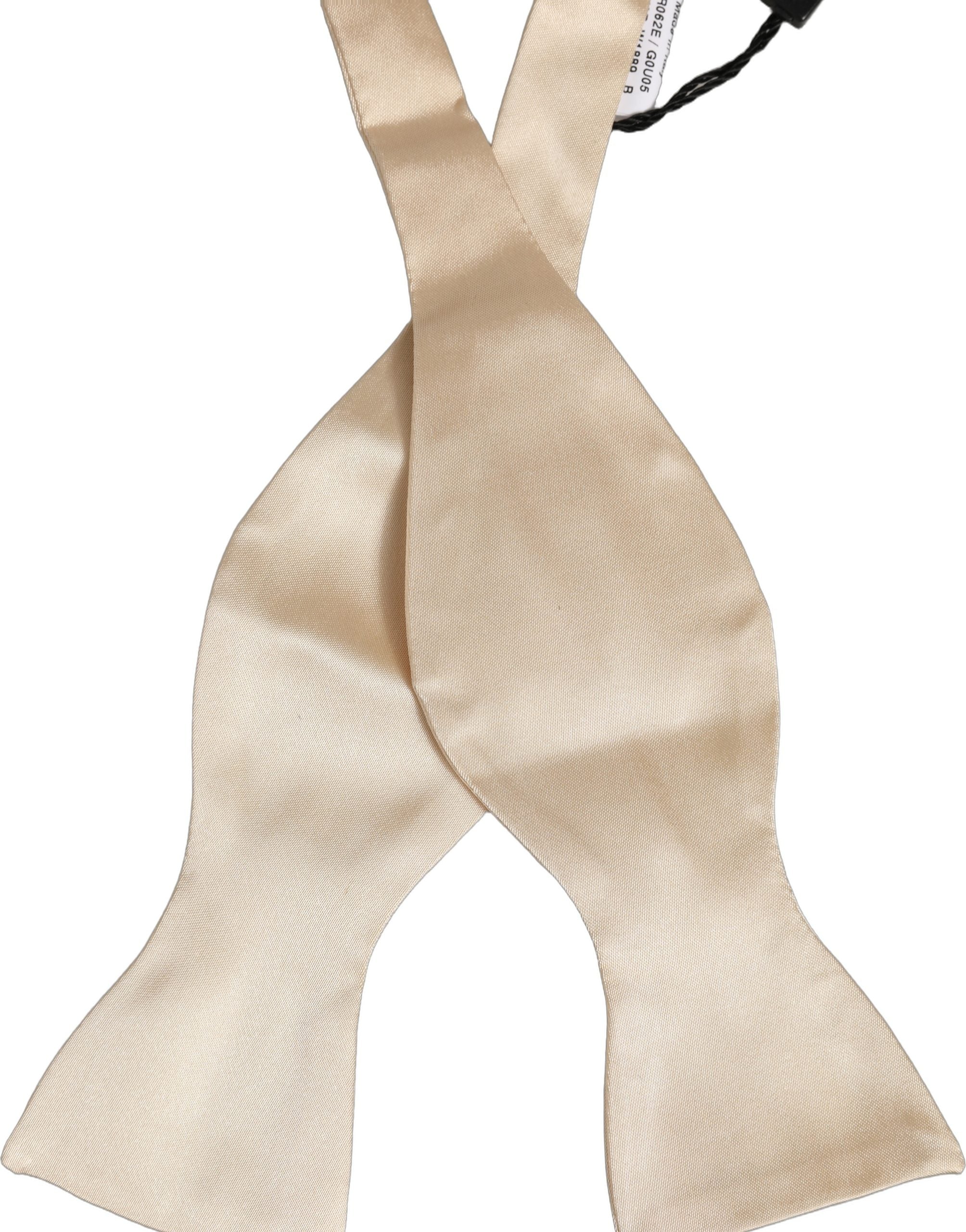 Men Beige 100% Silk Adjustable Neck Papillon Bow Tie