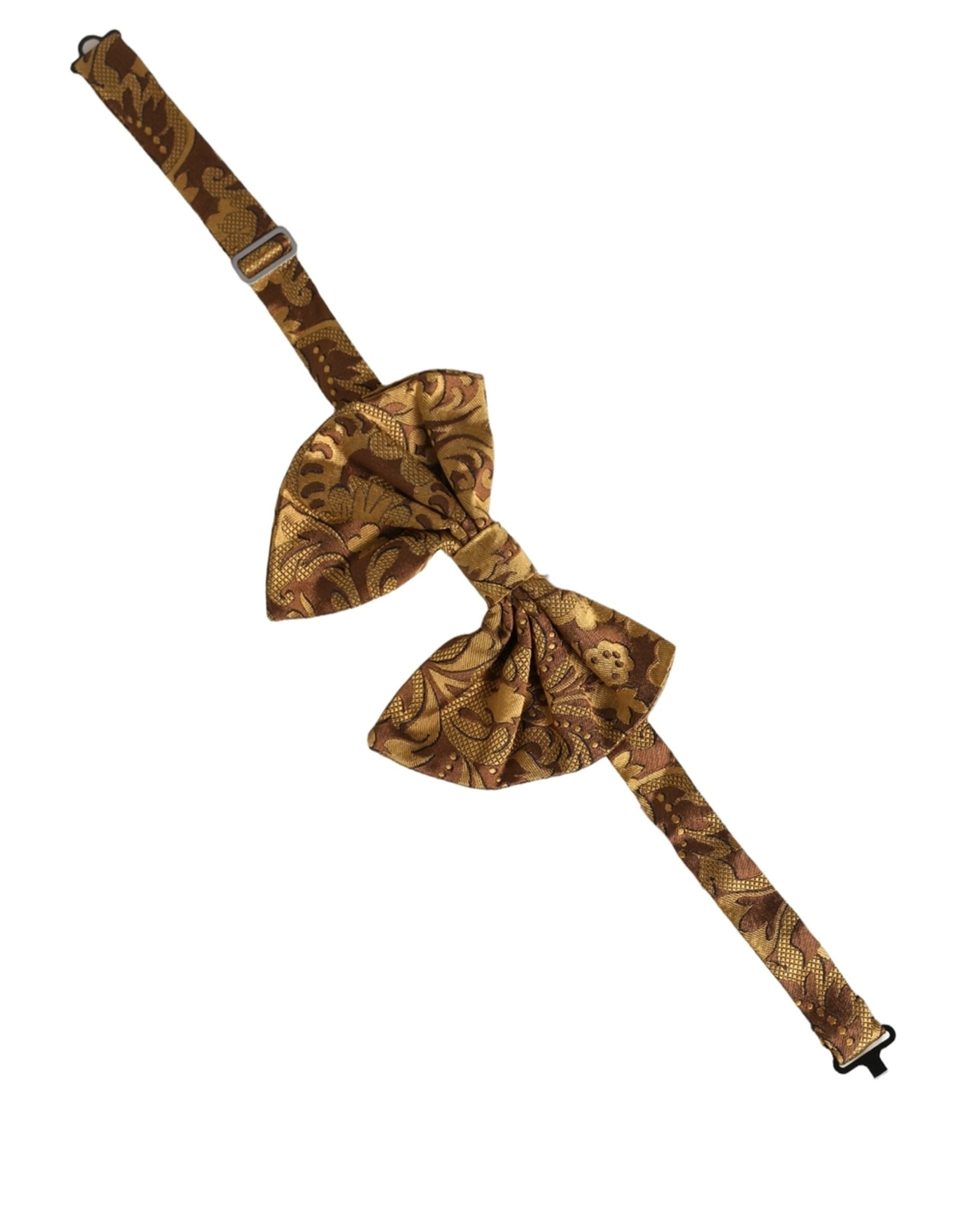 Men Brown Floral Silk Adjustable Neck Papillon Bow Tie