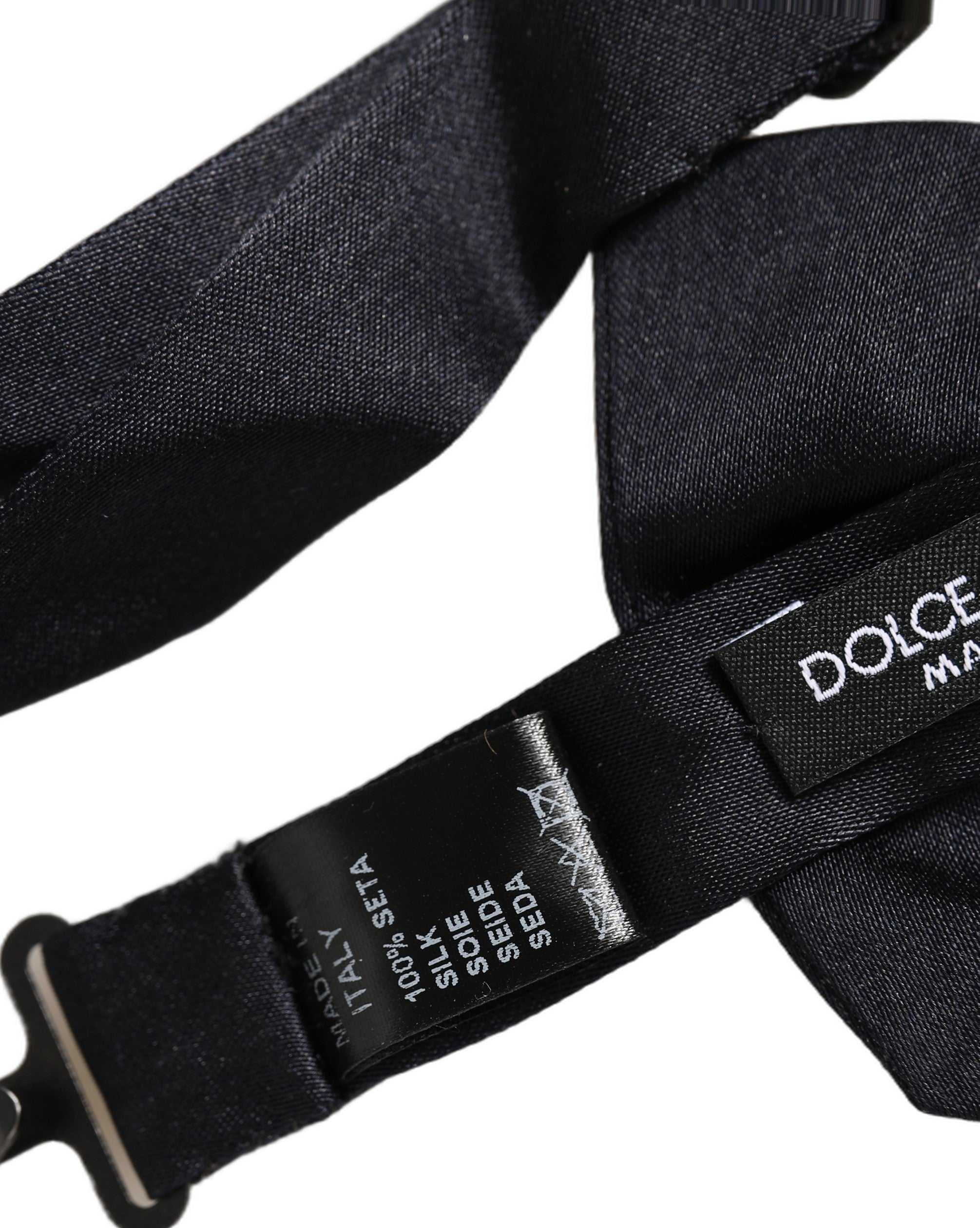Men Dark Blue 100% Silk Adjustable Neck Papillon Bow Tie