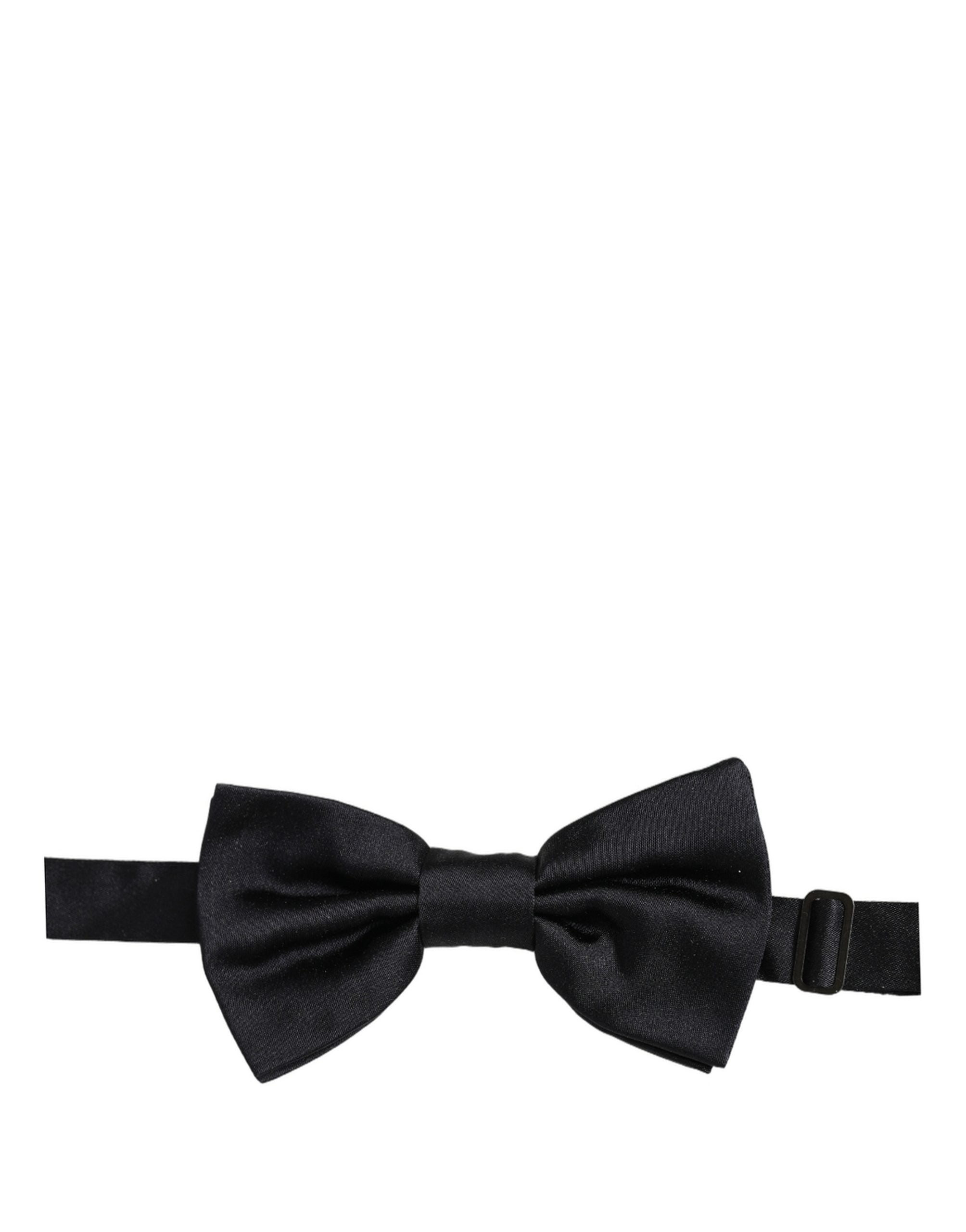 Men Dark Blue 100% Silk Adjustable Neck Papillon Bow Tie