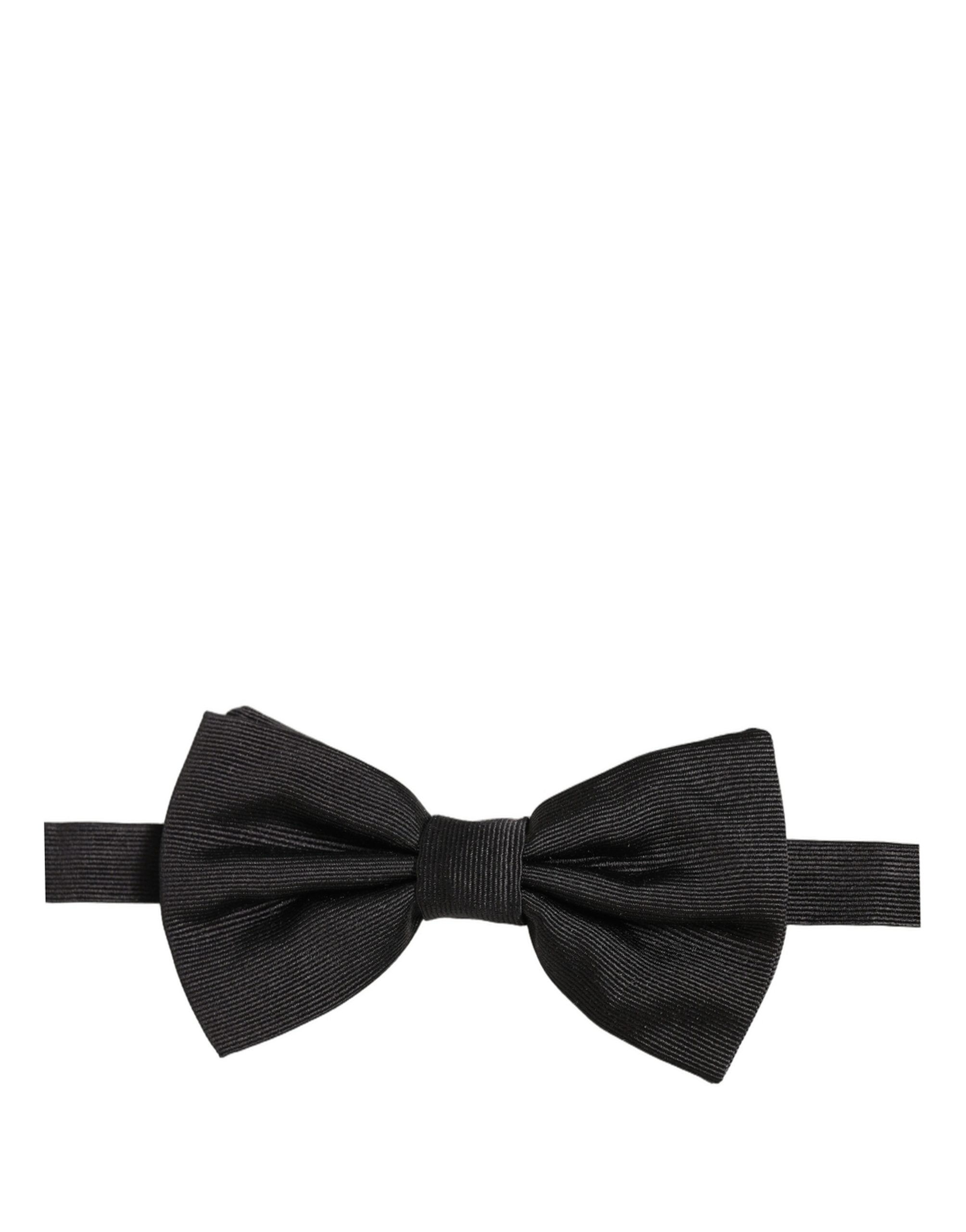 Men Black 100% Silk Adjustable Neck Papillon Bow Tie