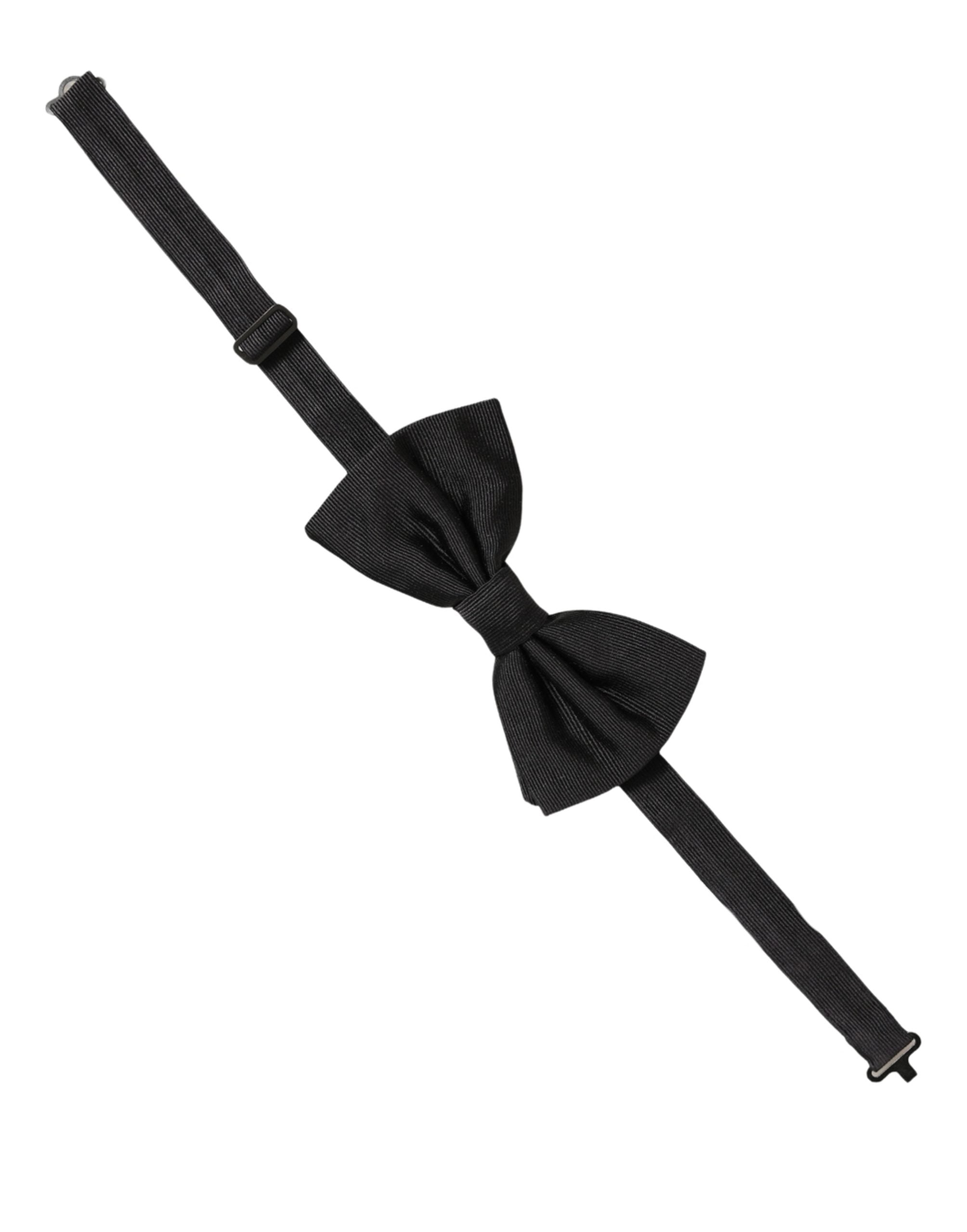 Men Black 100% Silk Adjustable Neck Papillon Bow Tie