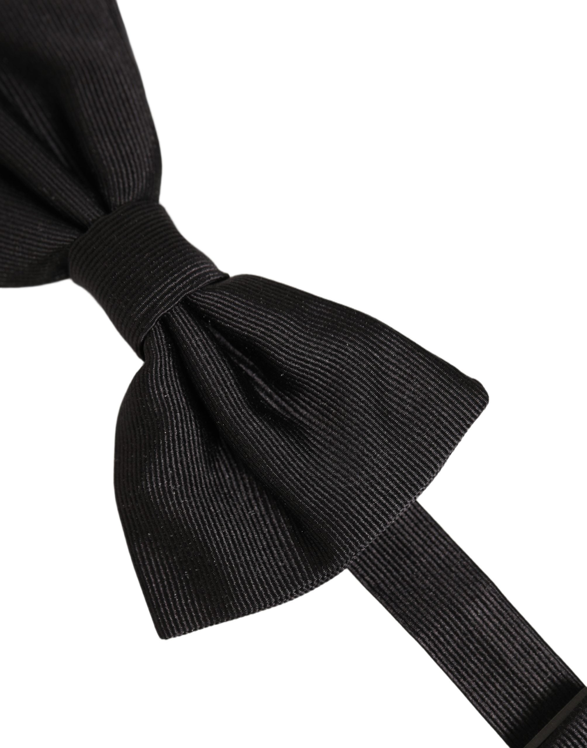 Men Black 100% Silk Adjustable Neck Papillon Bow Tie