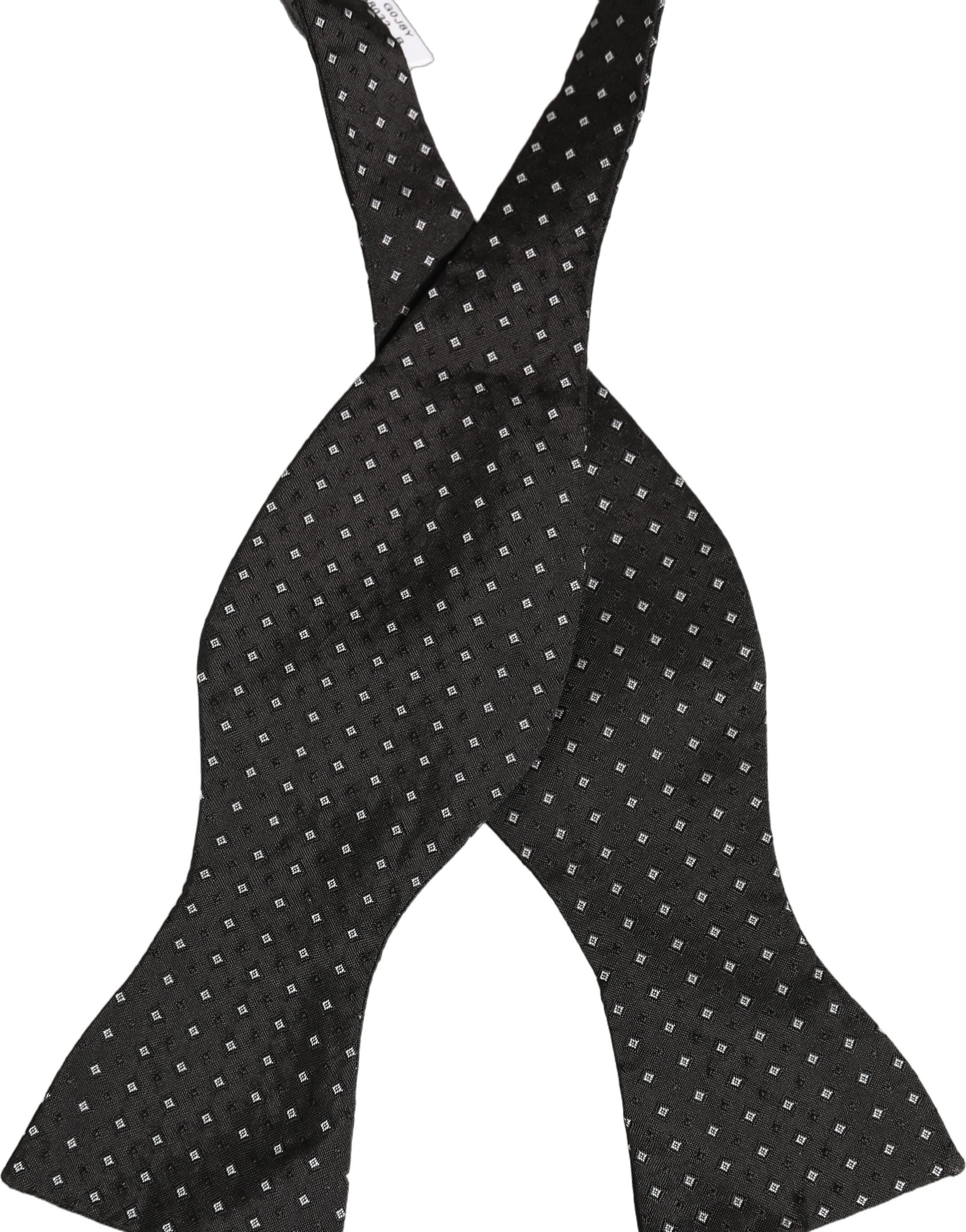 Dark Gray White Polka Dot Adjustable Neck Papillon Bow Tie