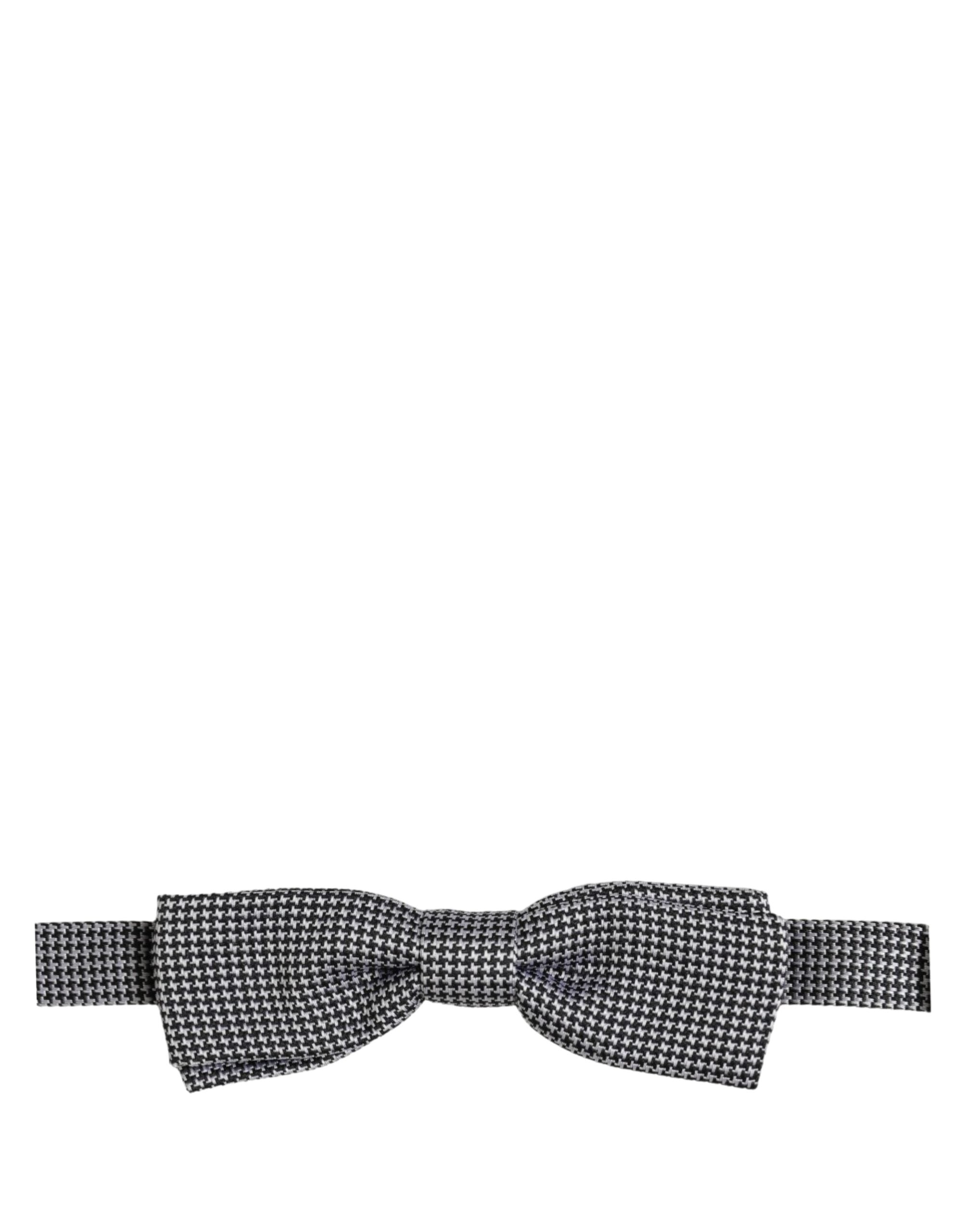 Black White Houndstooth Adjustable Neck Bow Tie