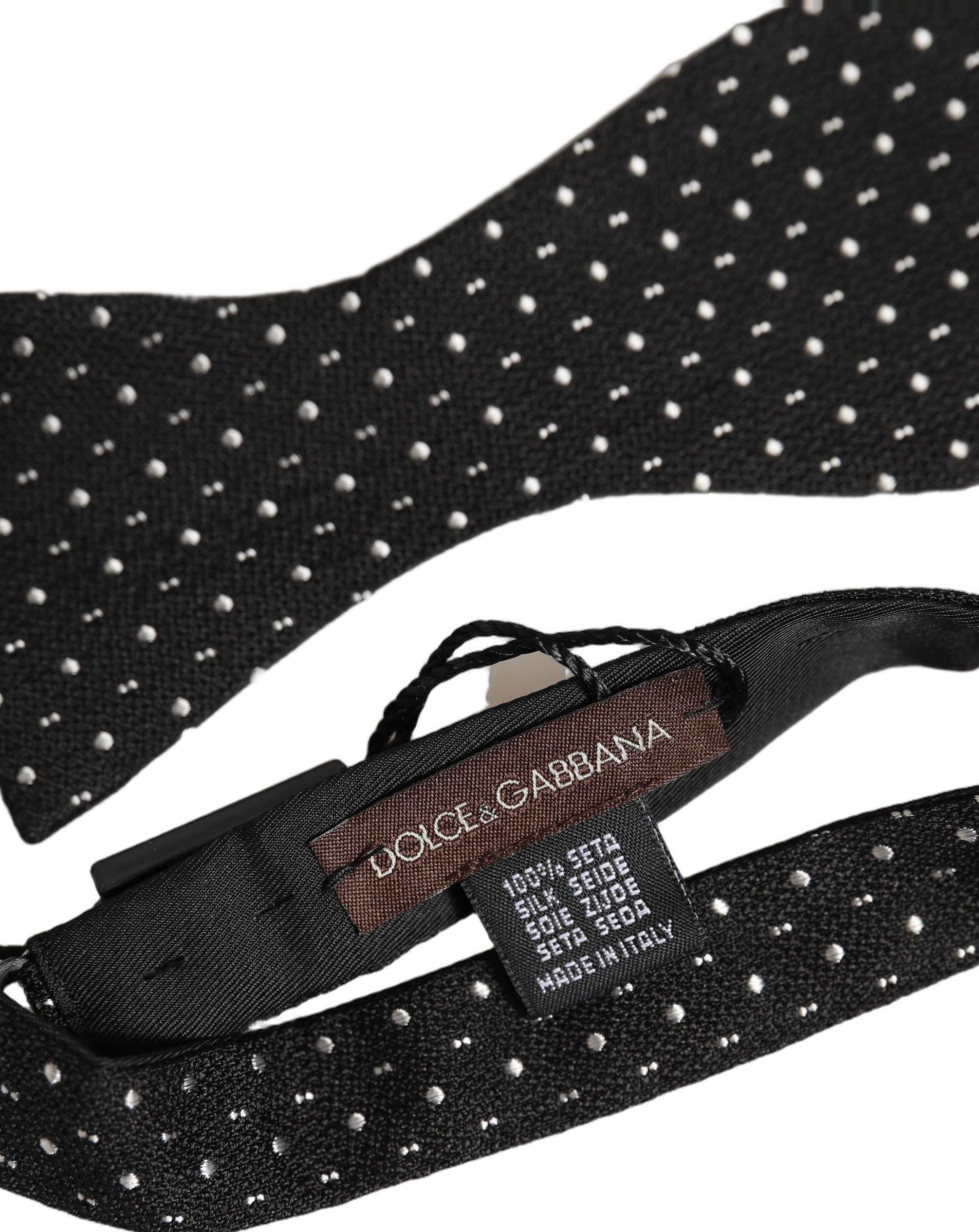Black White Polka Dot Adjustable Neck Papillon Bow Tie