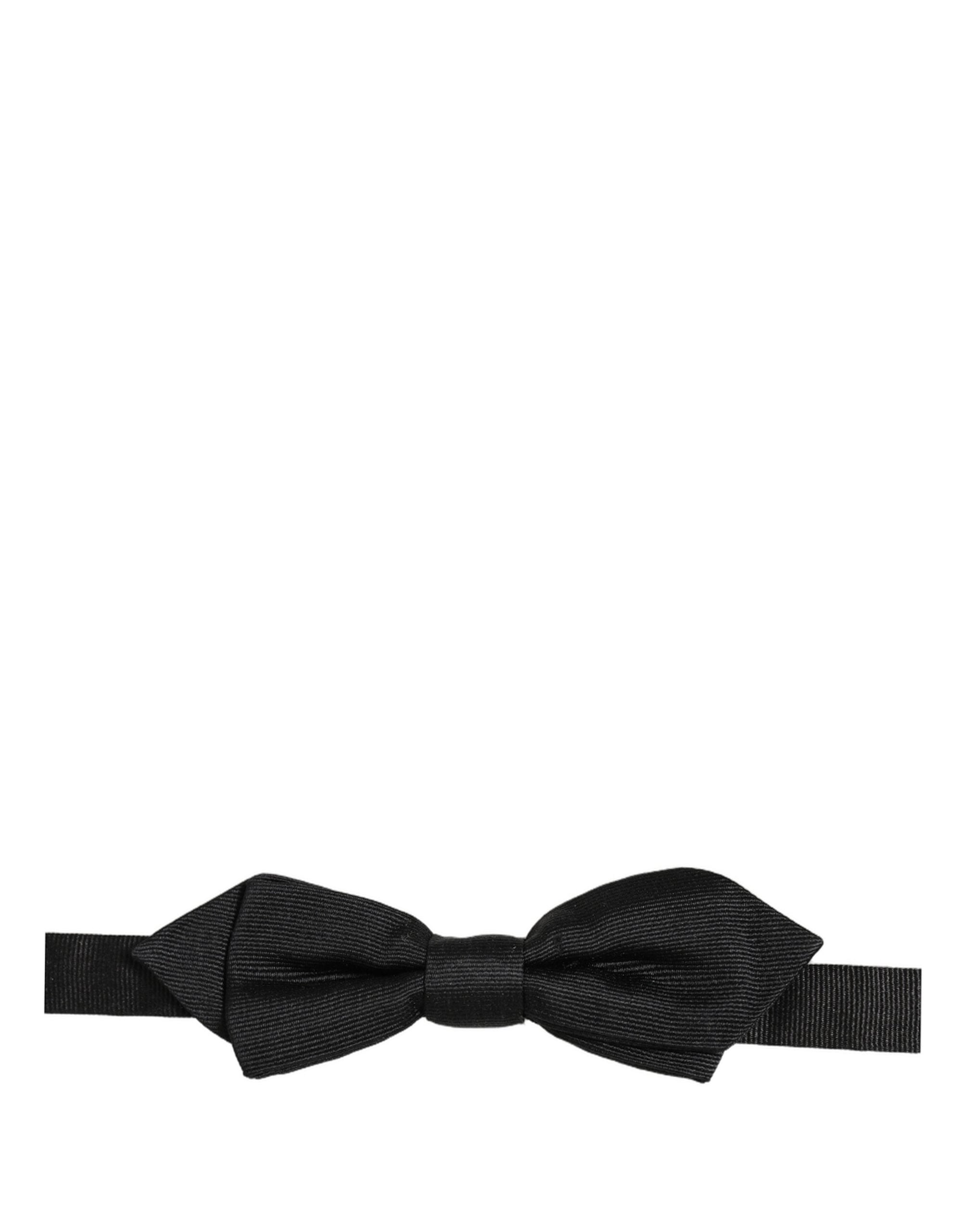 Men Black 100% Silk Adjustable Neck Papillon Bow Tie