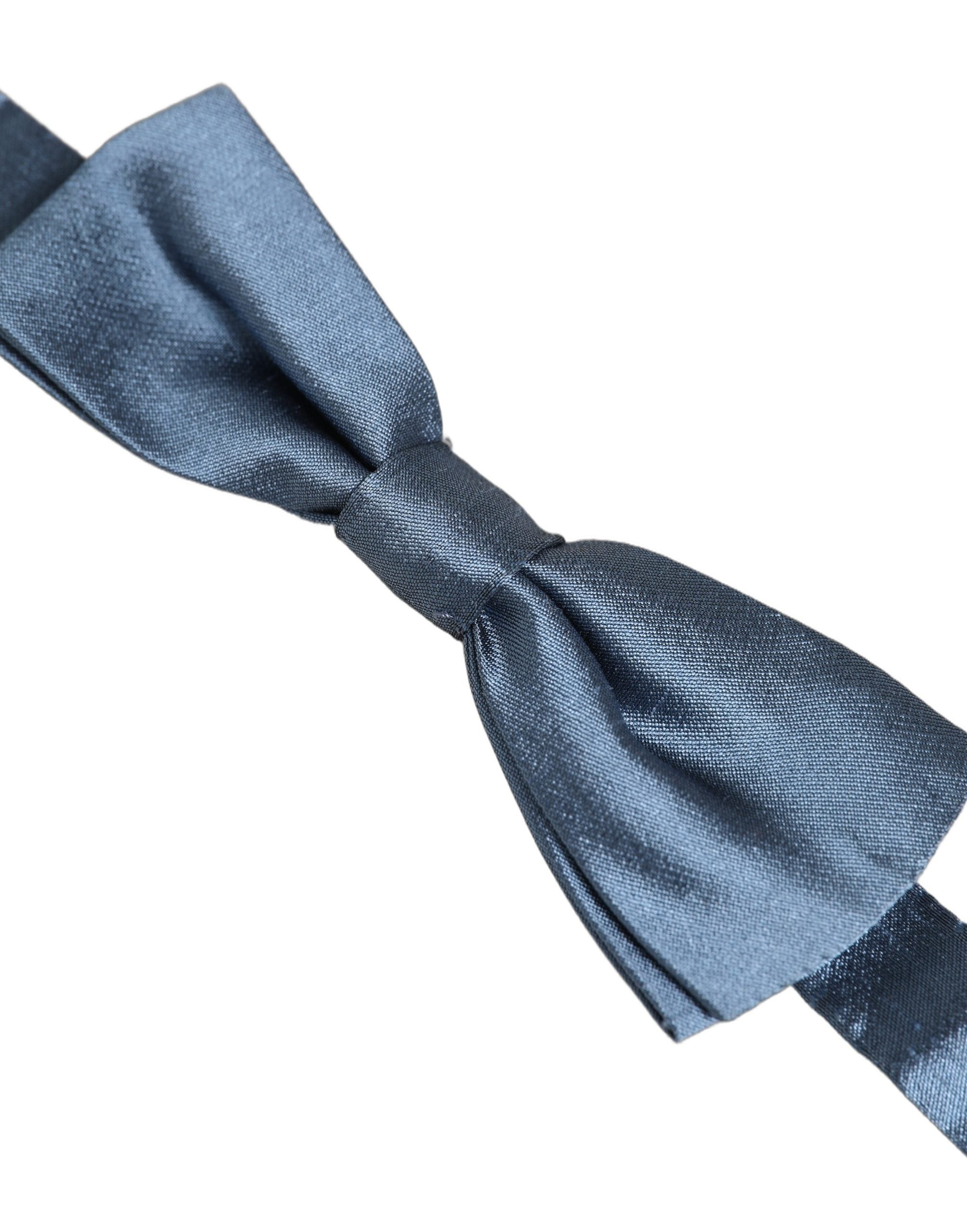 Men Light Blue Silk Adjustable Neck Papillon Bow Tie