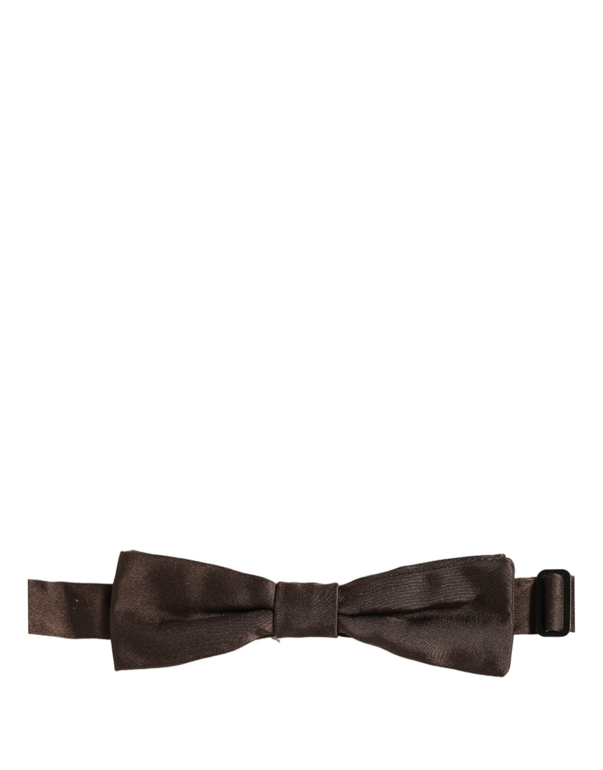 Men Brown 100% Silk Adjustable Neck Papillon Bow Tie
