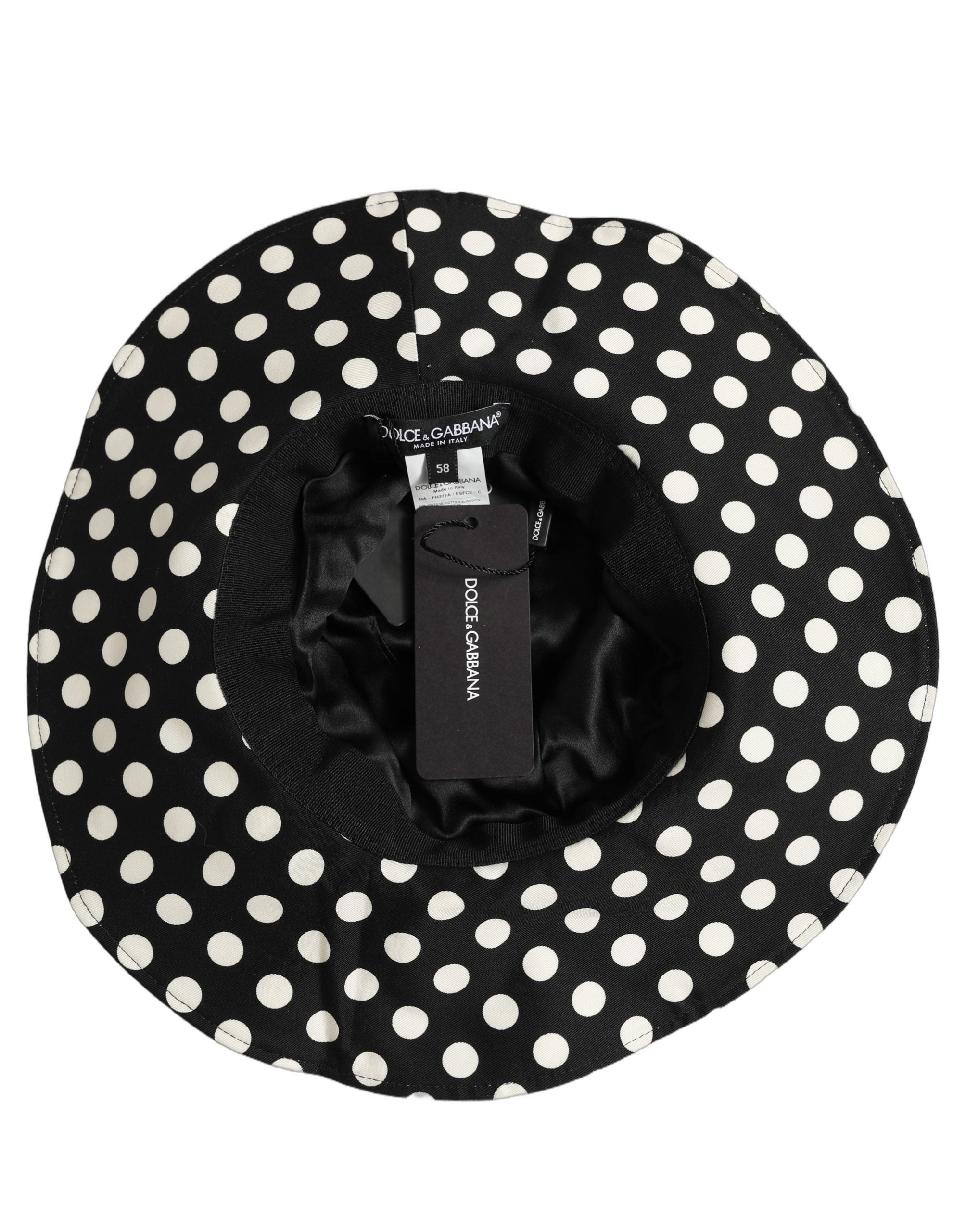 Black White Polka Dot Cotton Bucket Capello Hat