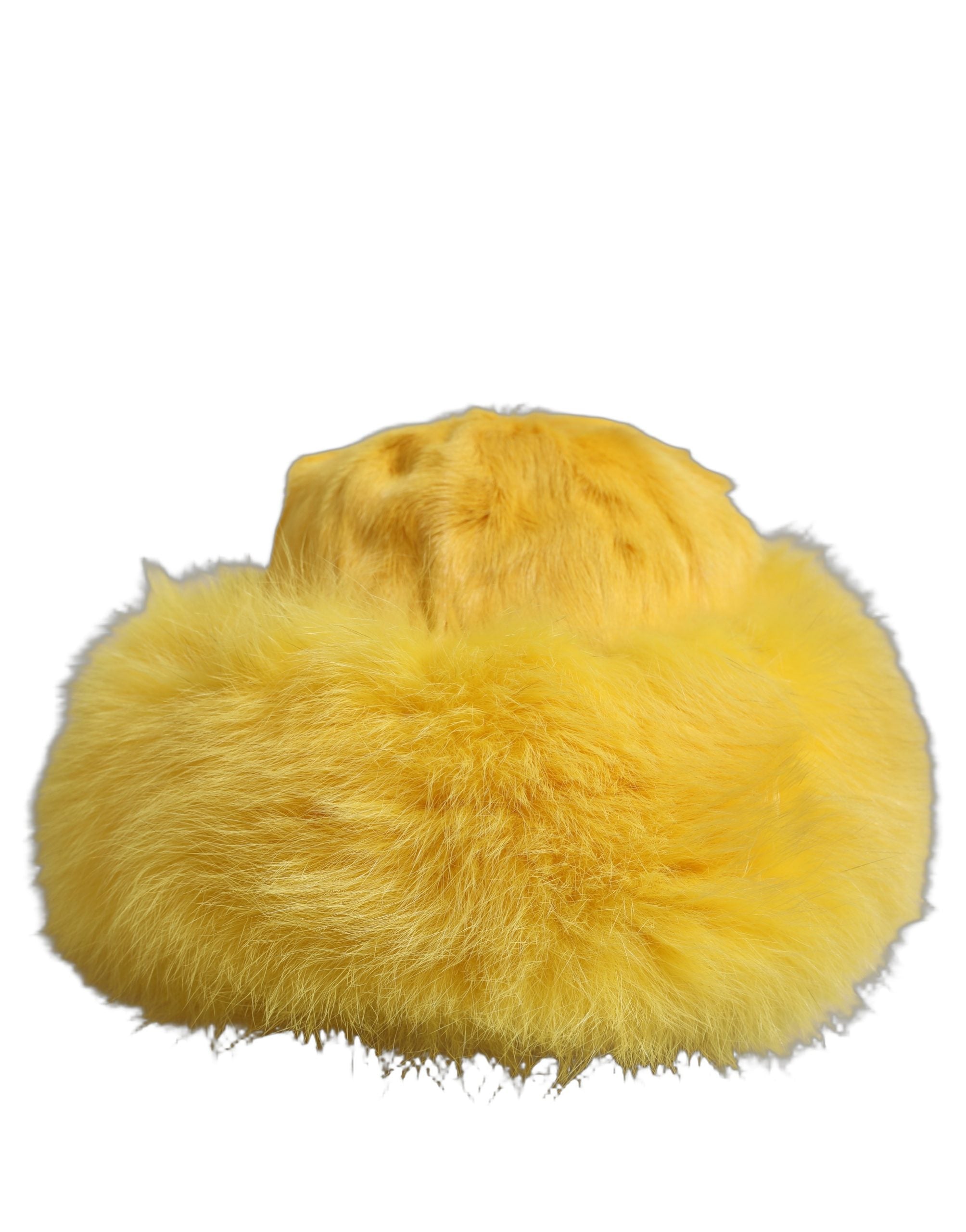Yellow Fox Fur Womens Bucket Capello Hat