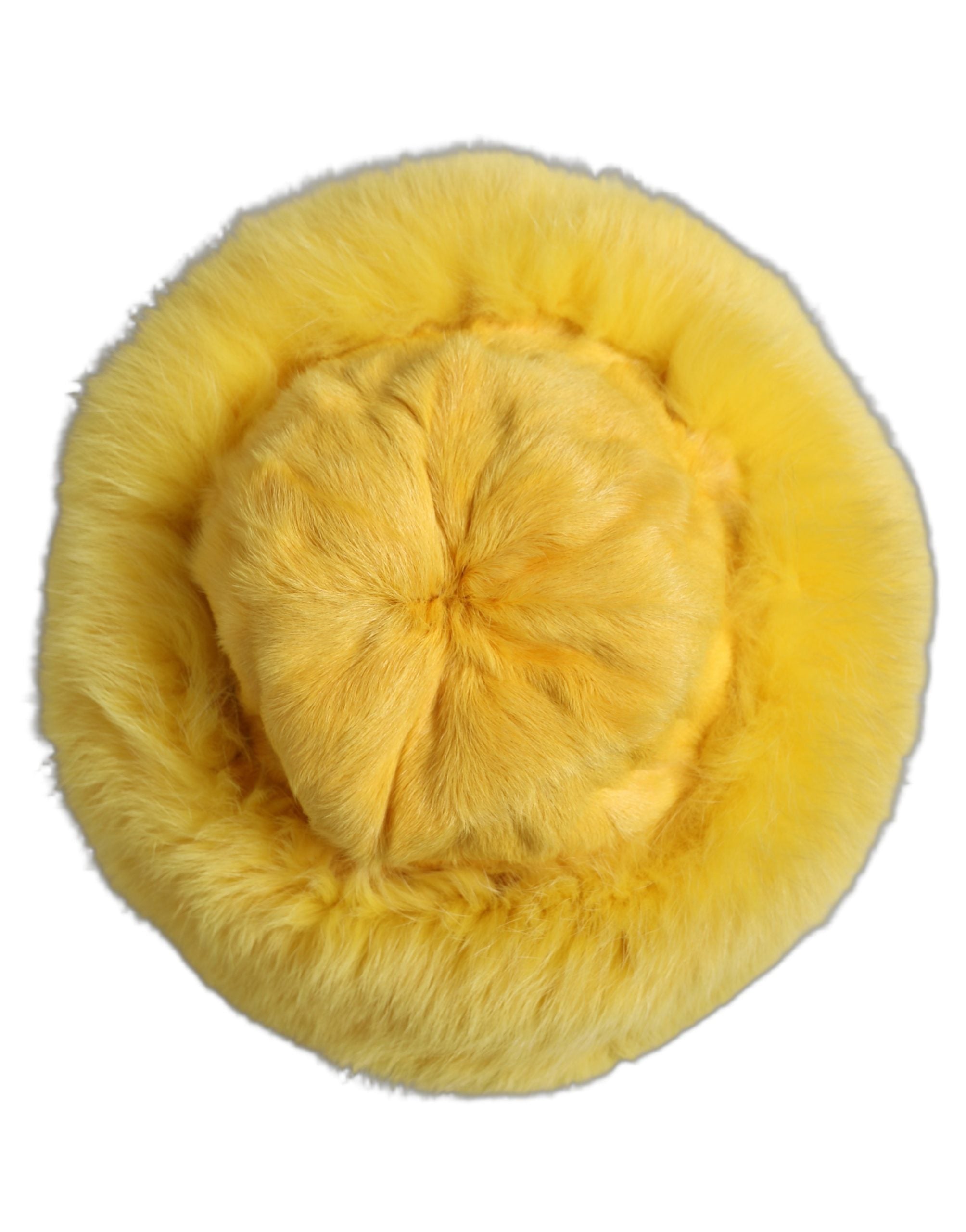 Yellow Fox Fur Womens Bucket Capello Hat