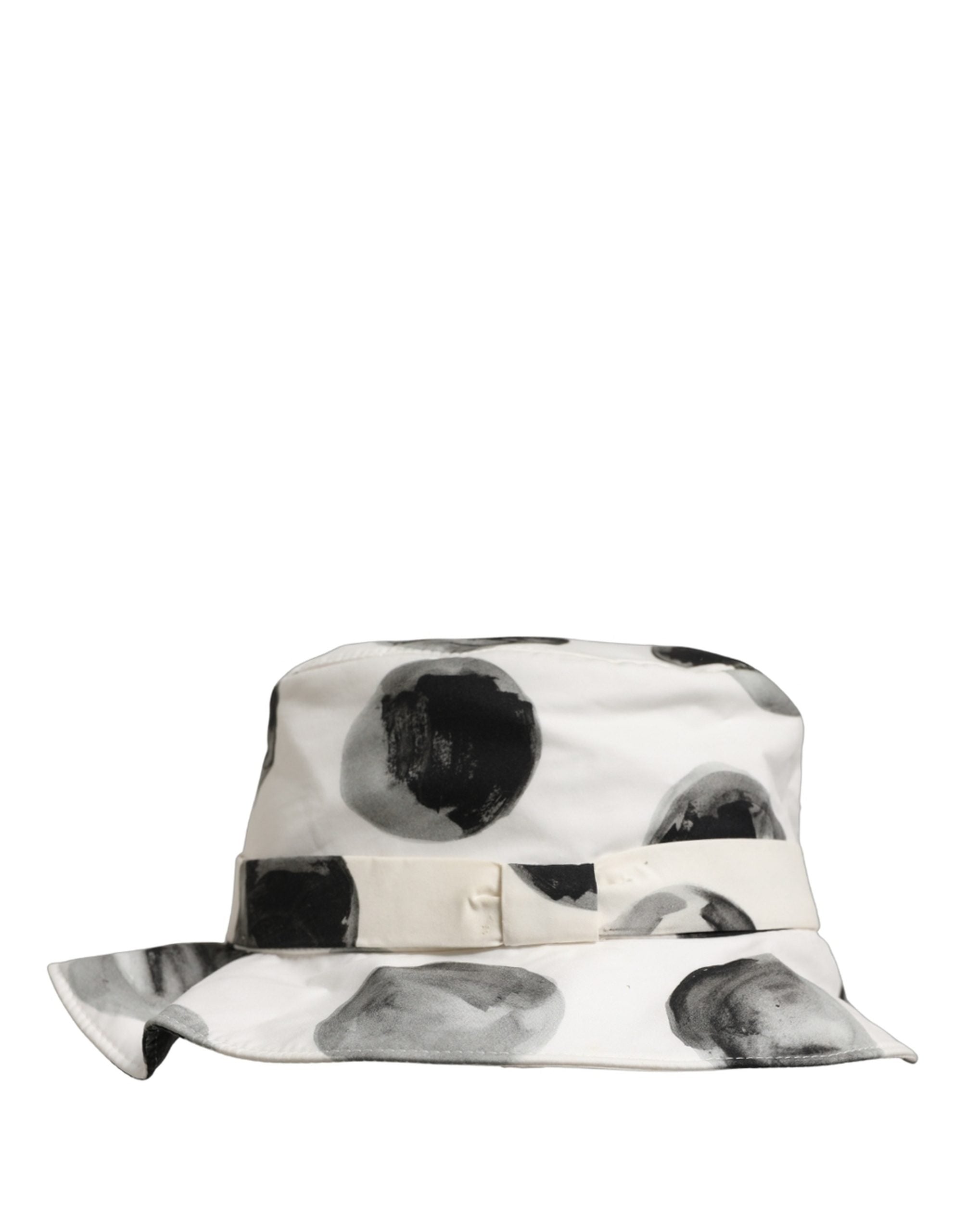 White Cotton Big Polka Dot Pattern Bucket Hat