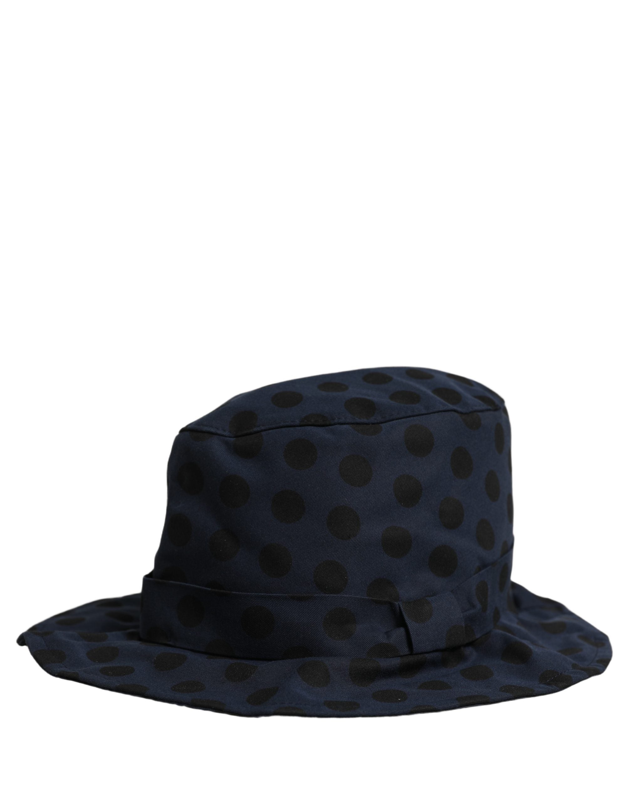Blue Black Polka Dot Cotton Bucket Capello Hat