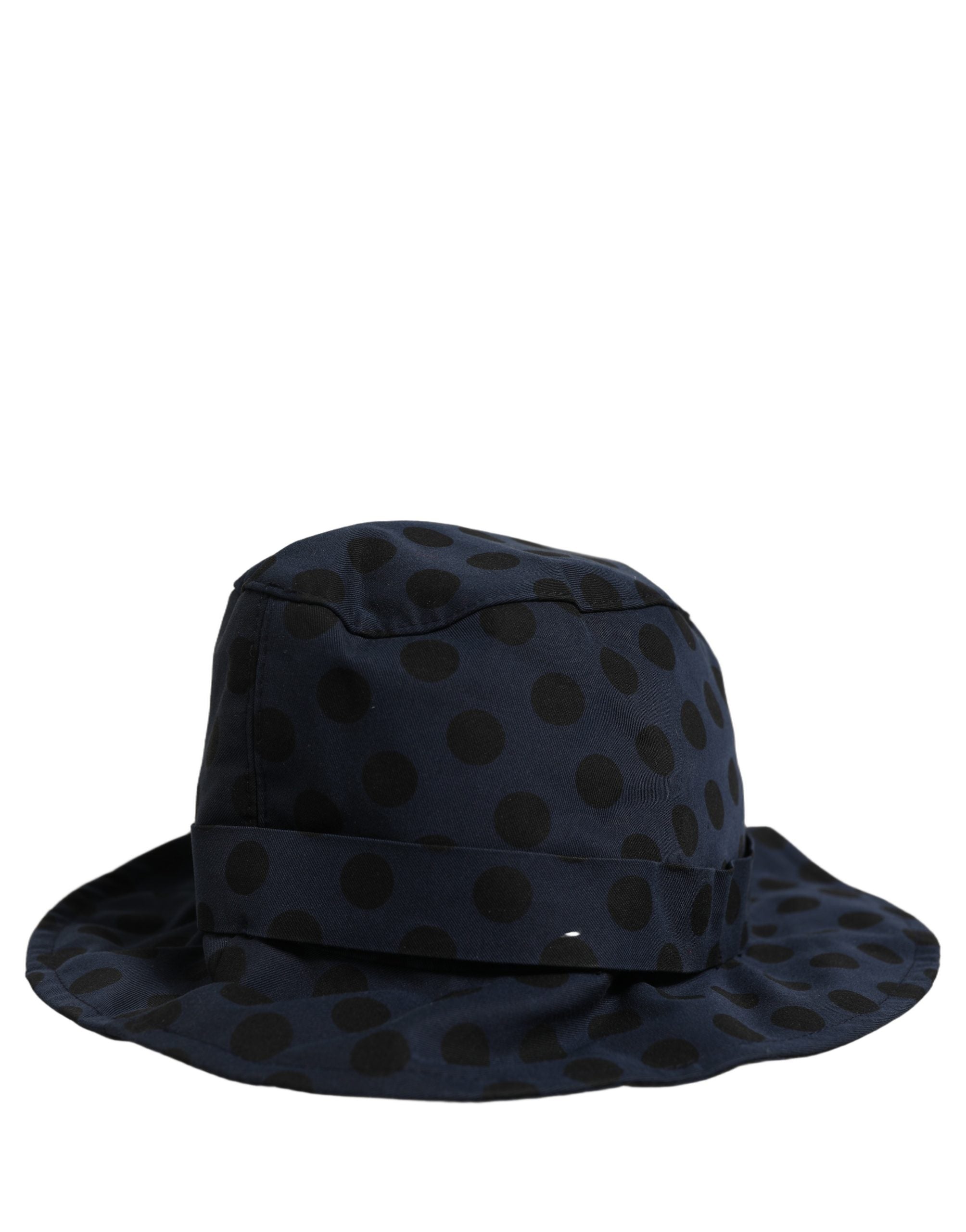 Blue Black Polka Dot Cotton Bucket Capello Hat