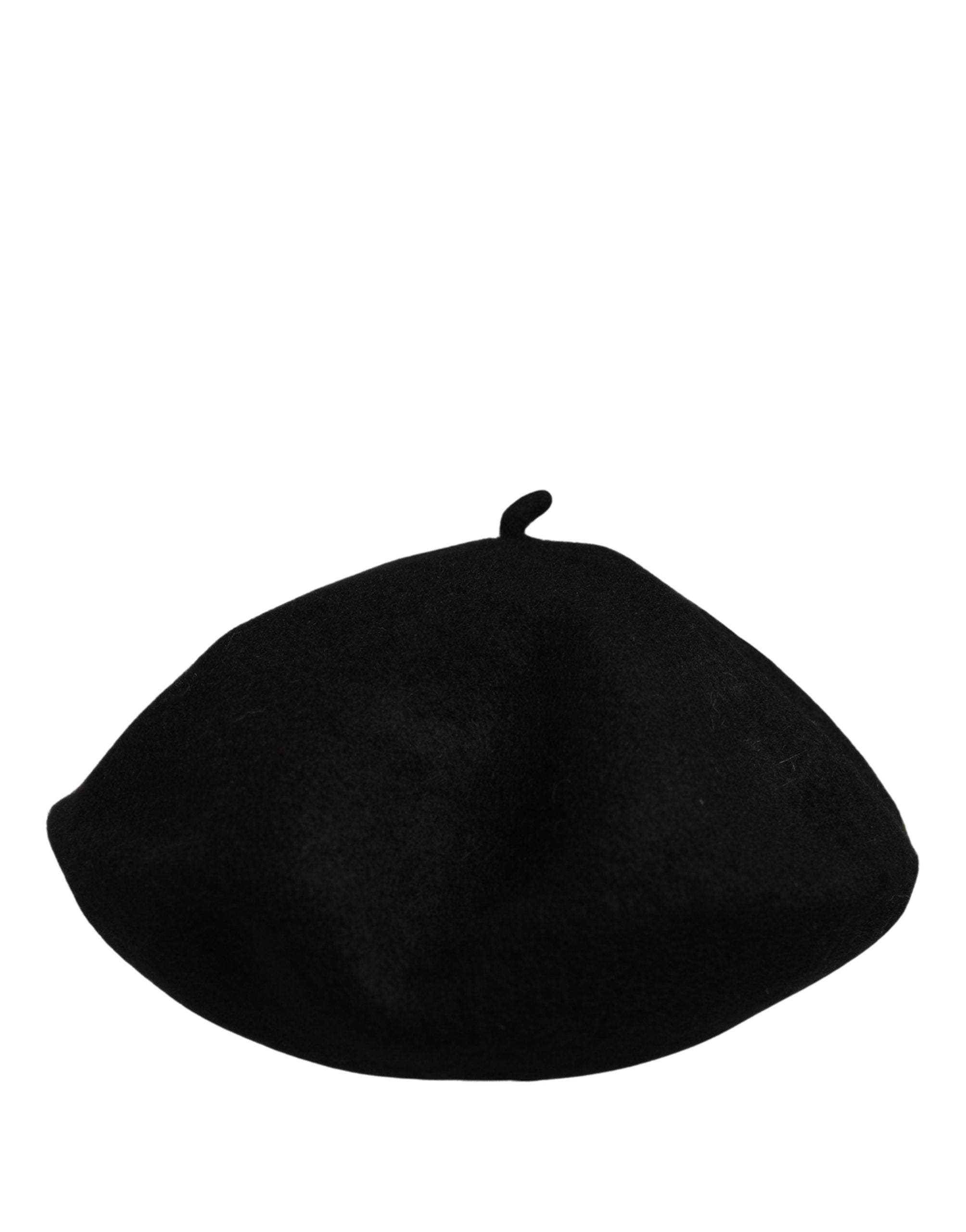 Black Wool French Style Beret Capello Hat