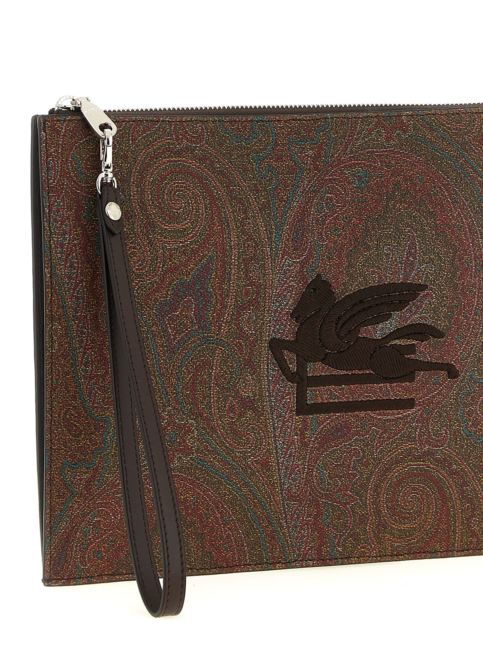 Brown Cotton Clutch Bag