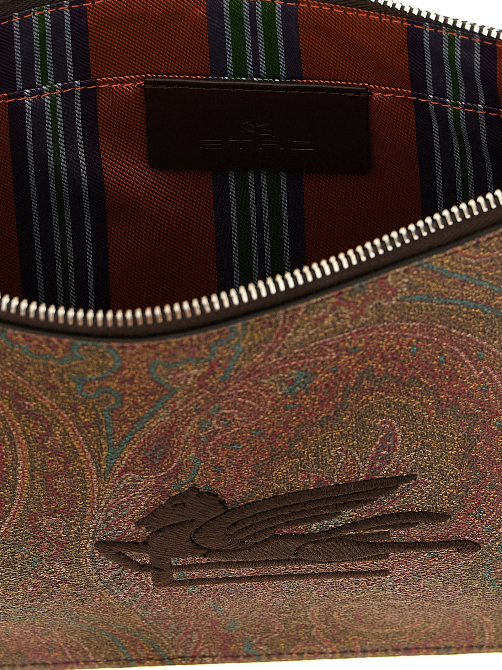 Brown Cotton Clutch Bag