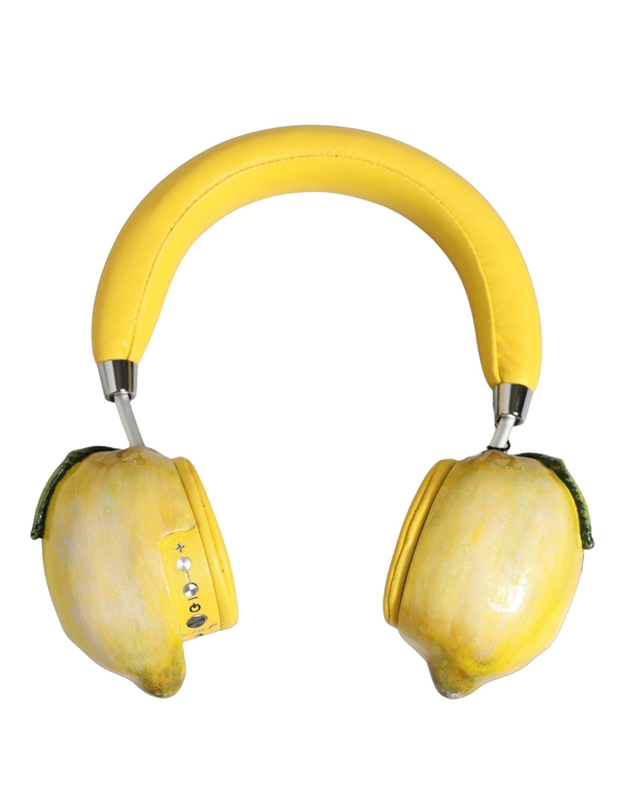 Yellow Vibrant Lemon Leather Headset Headphones