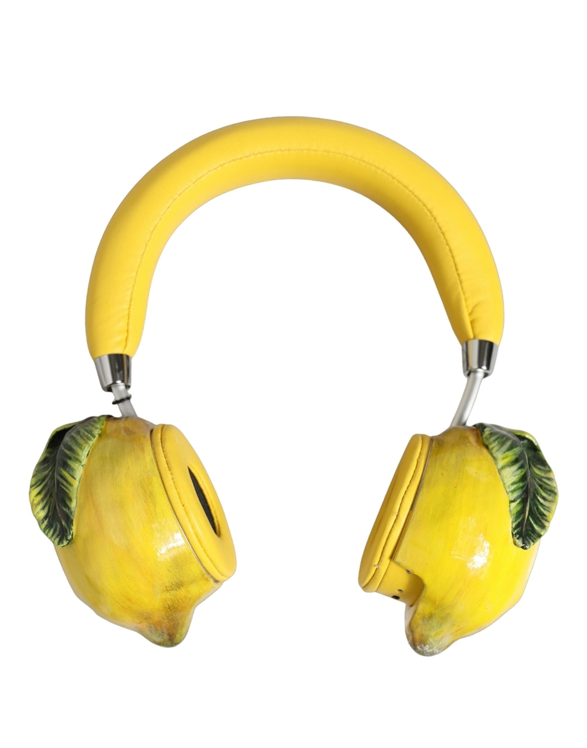 Yellow Vibrant Lemon Leather Headset Headphones