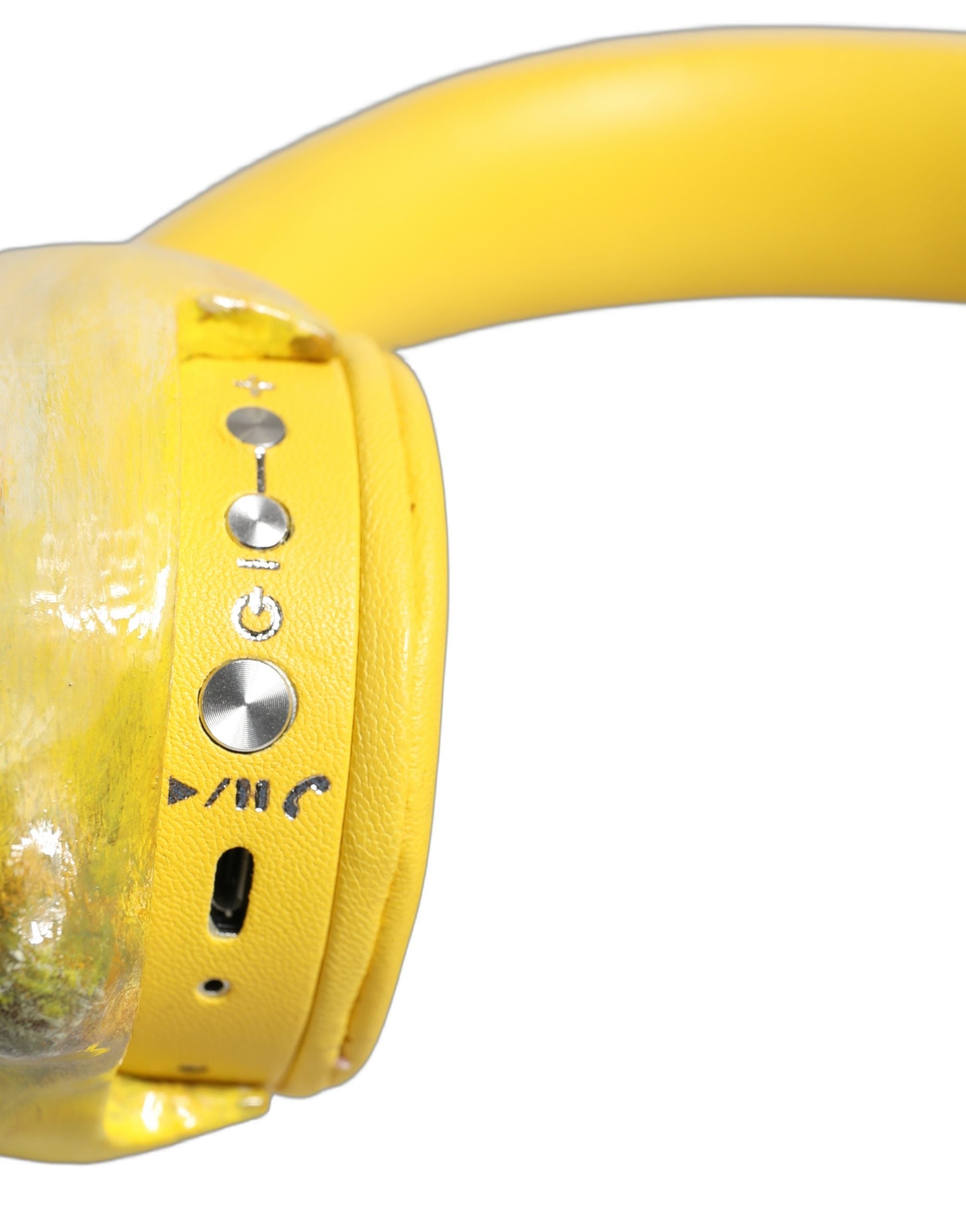 Yellow Vibrant Lemon Leather Headset Headphones