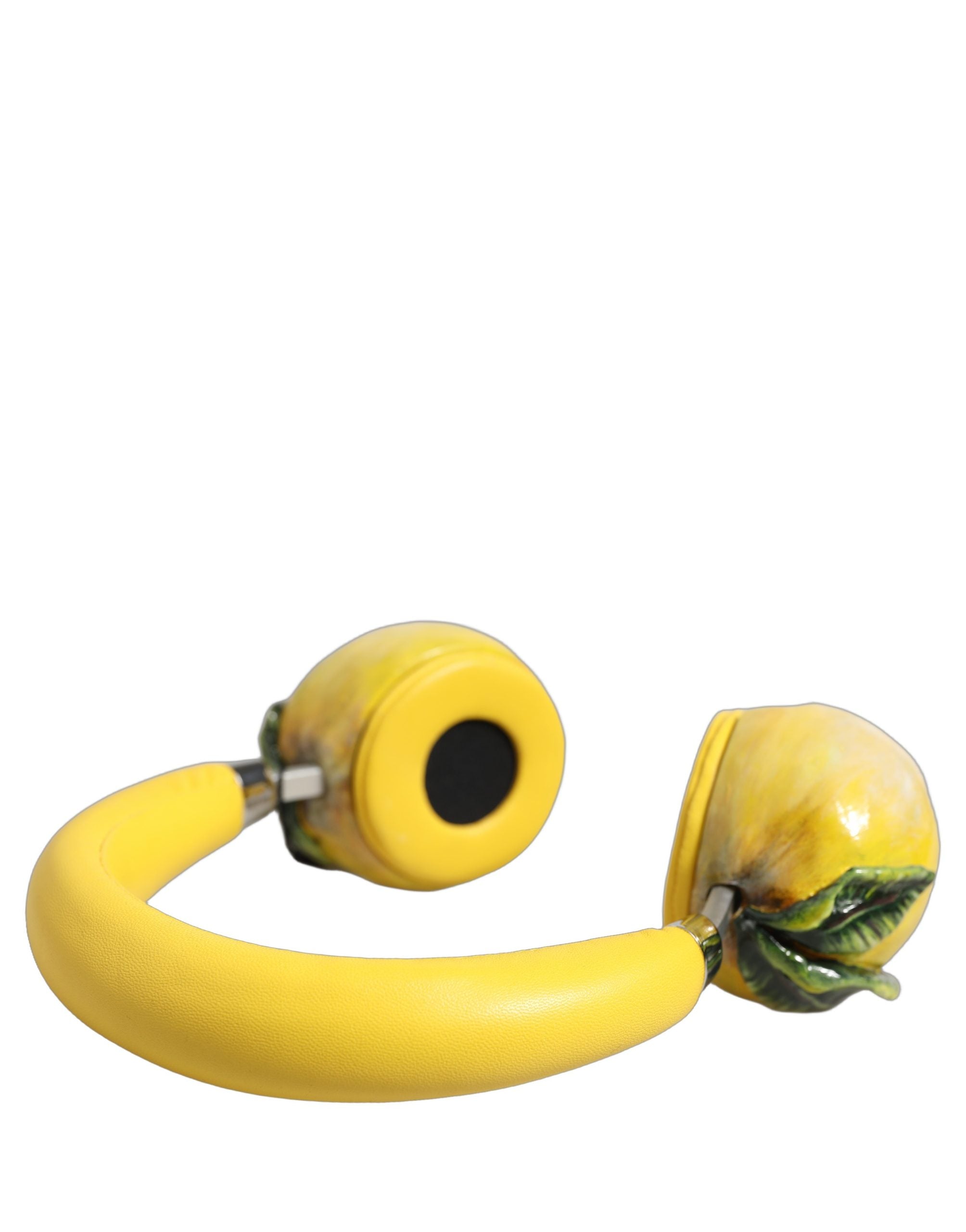 Yellow Vibrant Lemon Leather Headset Headphones