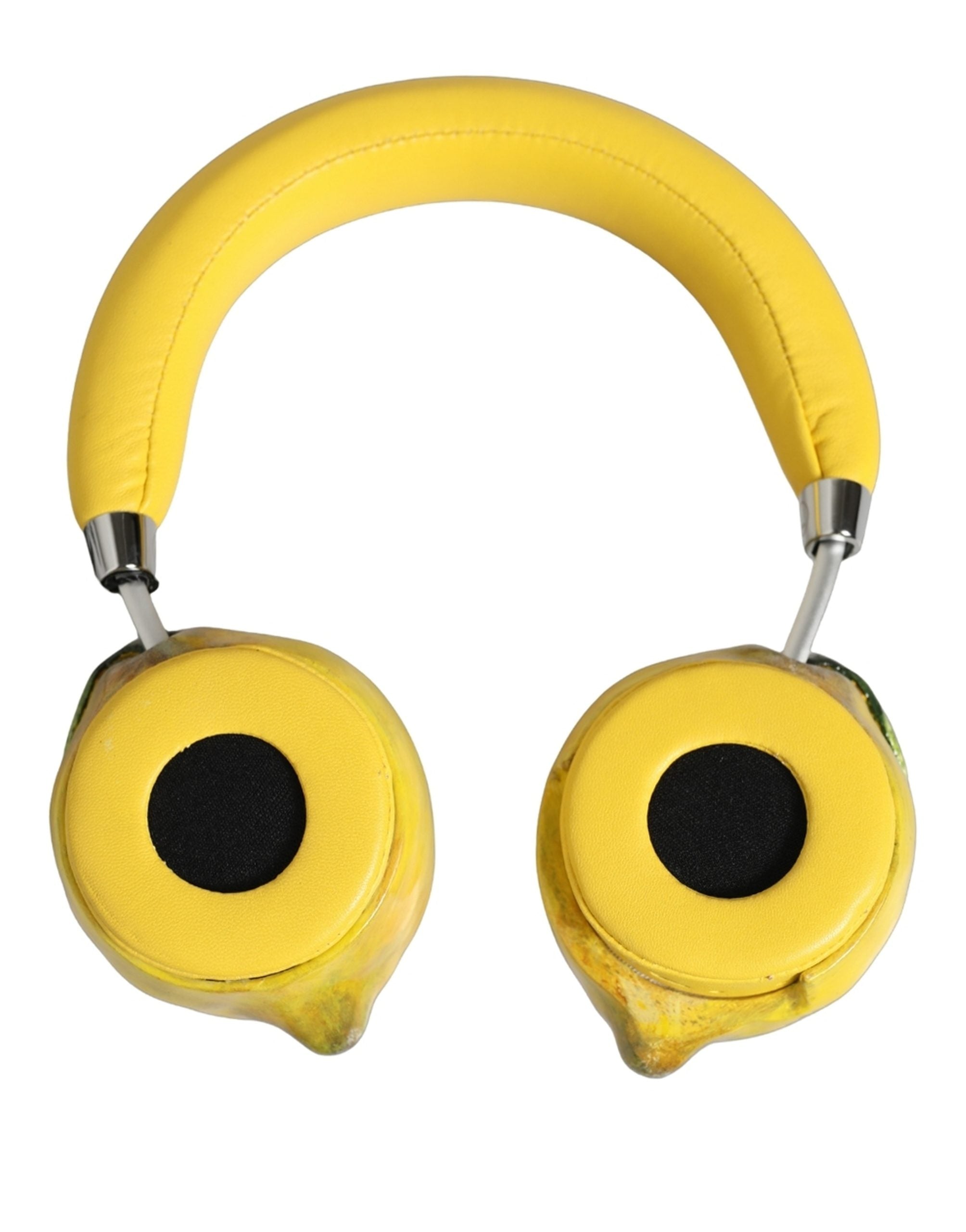 Yellow Vibrant Lemon Leather Headset Headphones
