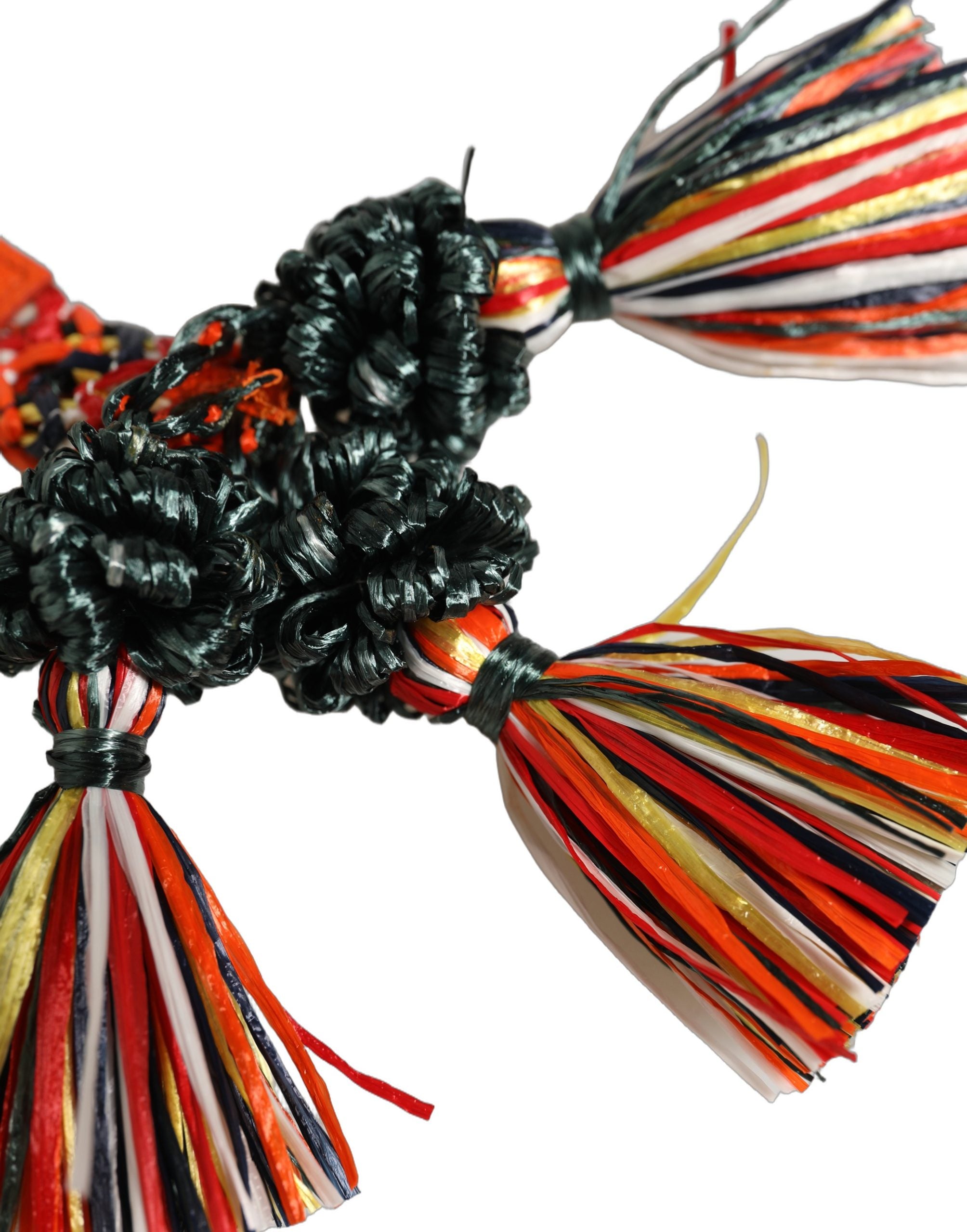 Raffia Leather Clasp Finder Chain Keyring Multicolor